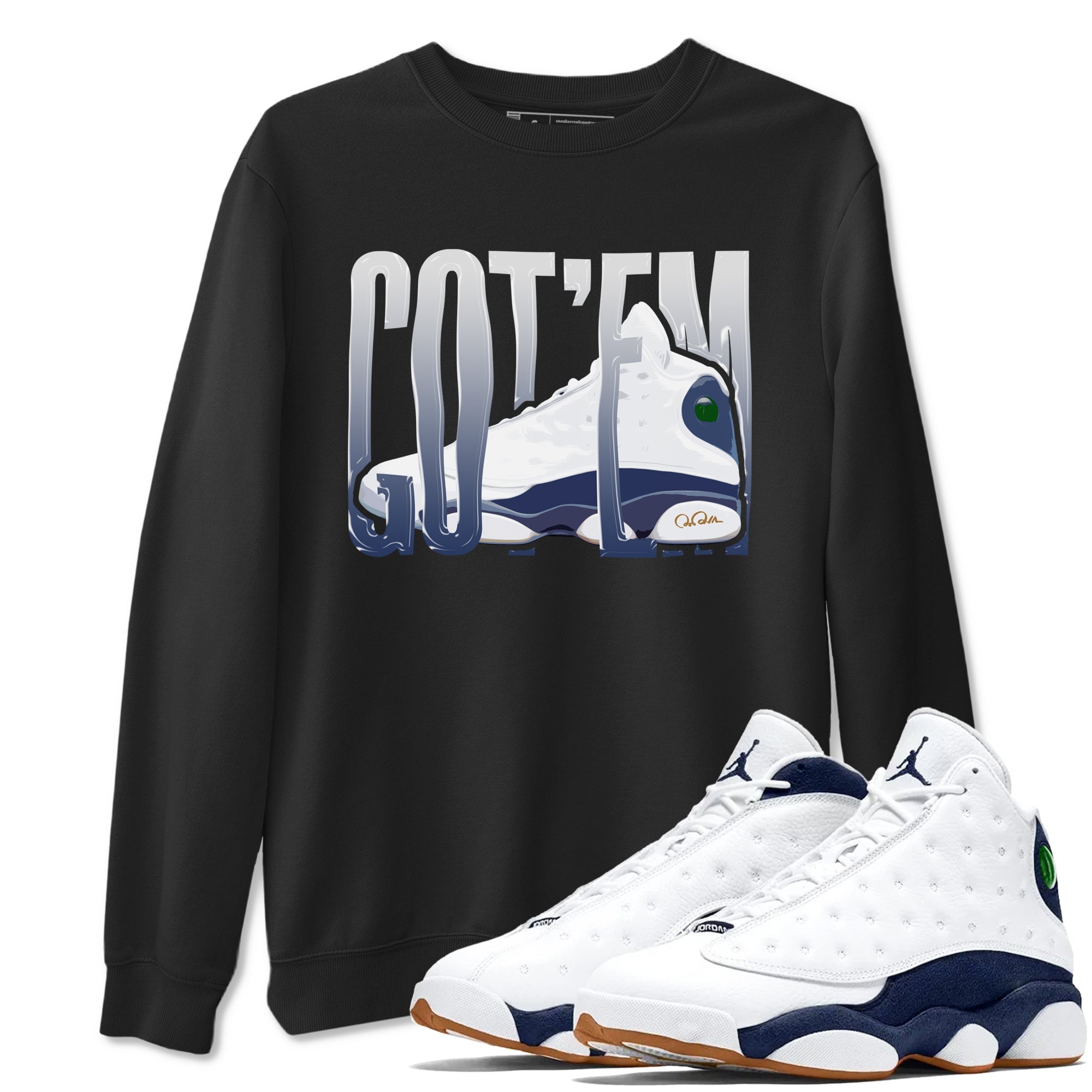 13s Midnight Navy shirts to match jordans Wiggling Gotem sneaker match tees Air Jordan 13 Midnight Navy match shoes to clothes Drip Gear Zone unisex cotton Black 1 shirts