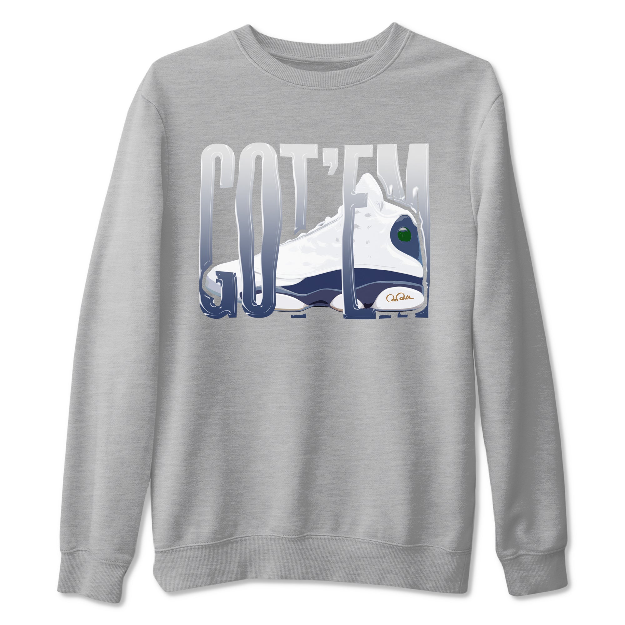 13s Midnight Navy shirts to match jordans Wiggling Gotem sneaker match tees Air Jordan 13 Midnight Navy match shoes to clothes Drip Gear Zone unisex cotton Heather Grey 2 shirts