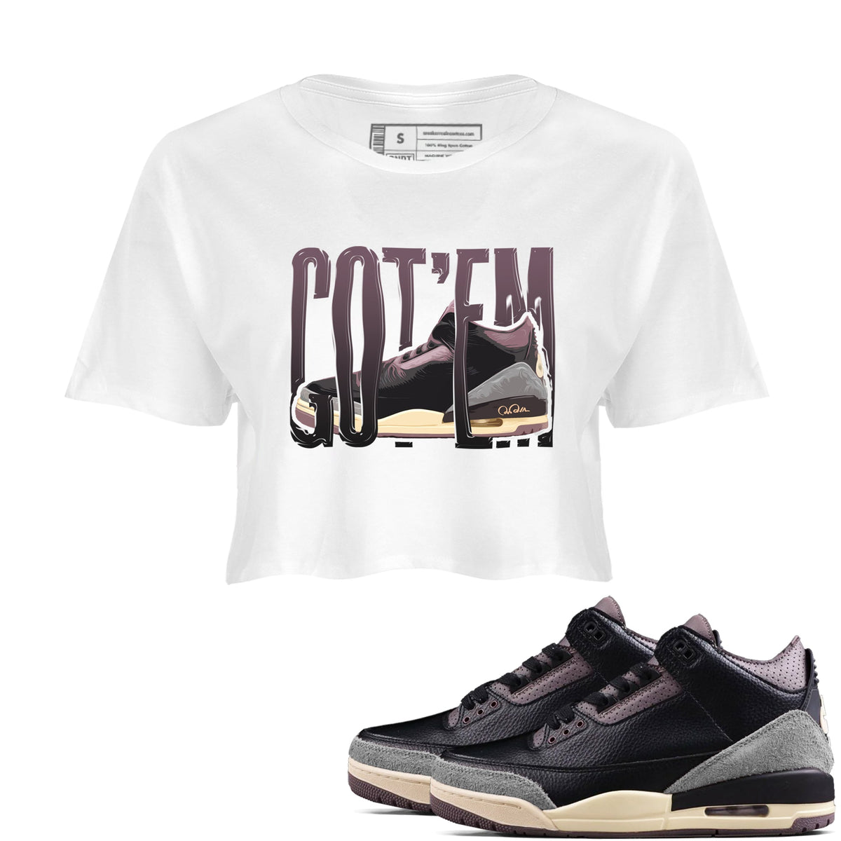 3s A Ma Maniere x Black shirts to match jordans Wiggling Gotem sneaker match tees A Ma Maniere x Air Jordan 3 “While You Were Sleeping”Sneaker Release Tees unisex cotton White 1 Crop Shirts