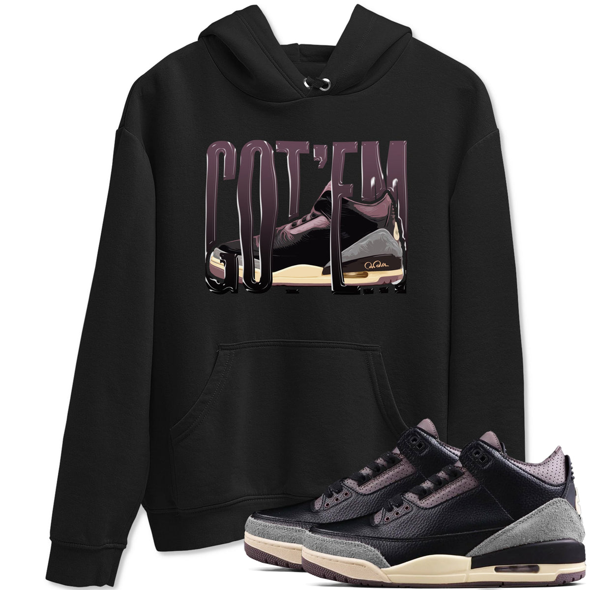 3s A Ma Maniere x Black shirts to match jordans Wiggling Gotem sneaker match tees A Ma Maniere x Air Jordan 3 “While You Were Sleeping”Sneaker Release Tees unisex cotton Black 1 crew neck shirts