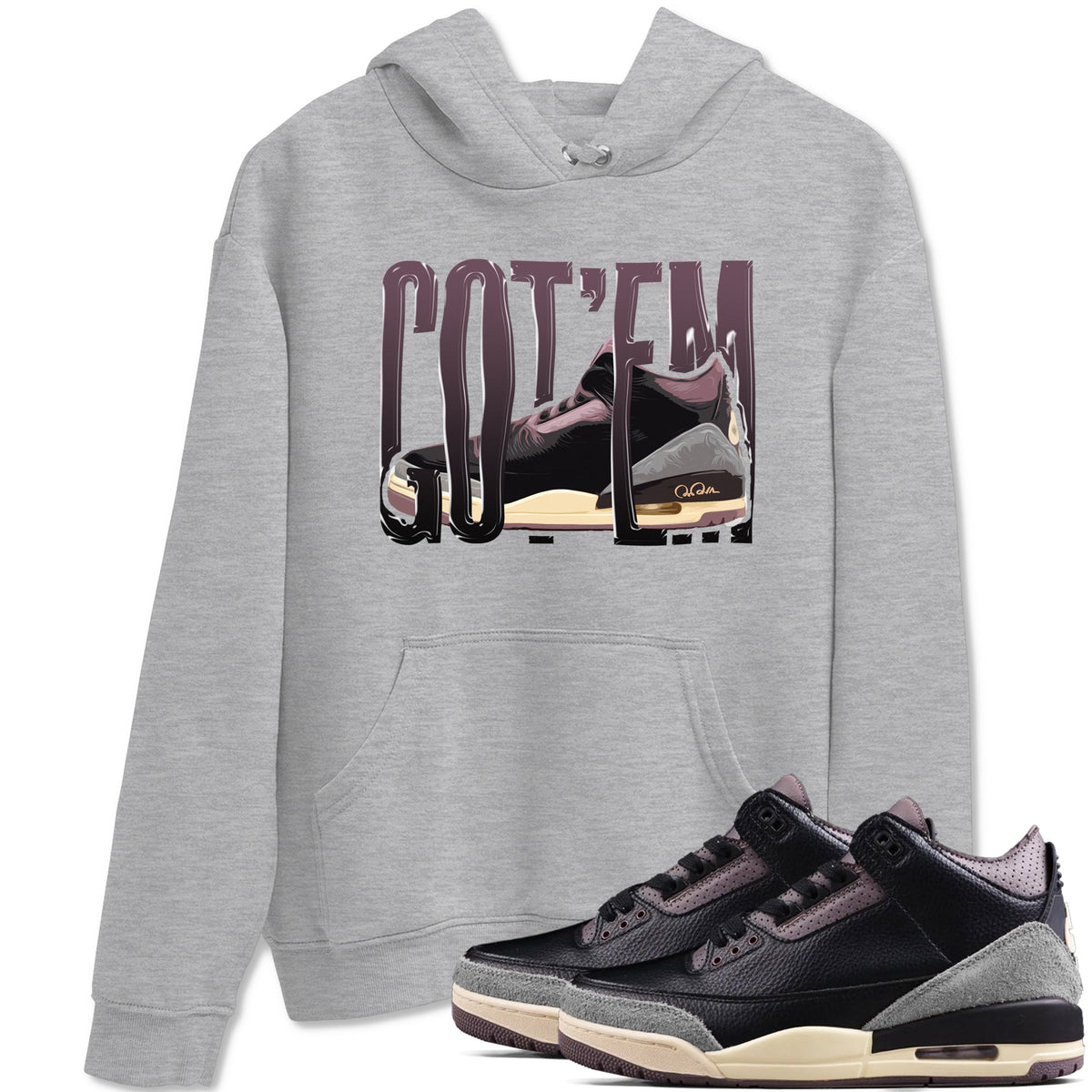 3s A Ma Maniere x Black shirts to match jordans Wiggling Gotem sneaker match tees A Ma Maniere x Air Jordan 3 “While You Were Sleeping”Sneaker Release Tees unisex cotton Heather Grey 1 crew neck shirts