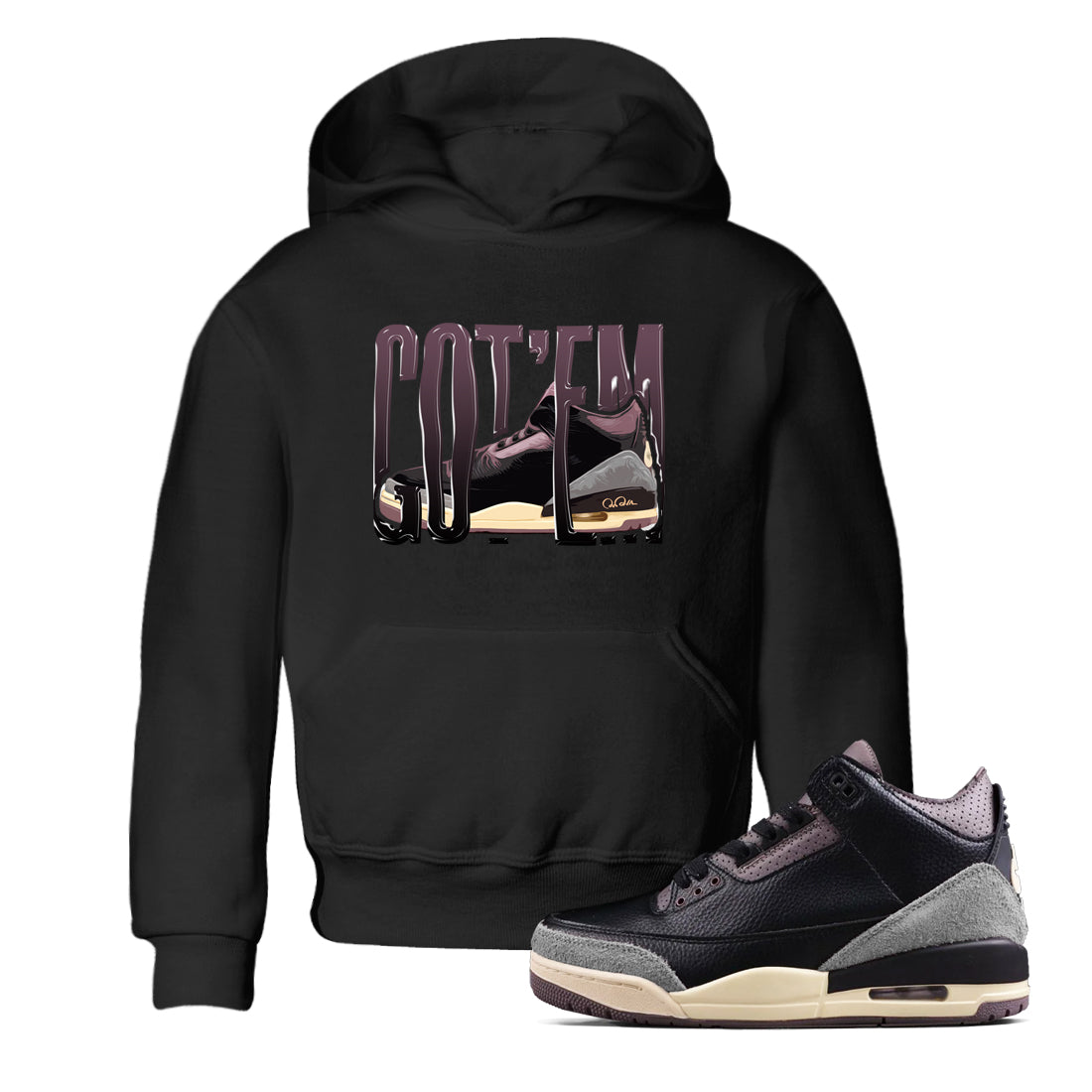 3s A Ma Maniere x Black shirts to match jordans Wiggling Gotem sneaker match tees A Ma Maniere x Air Jordan 3 “While You Were Sleeping”Sneaker Release Tees Youth Baby Black 1 crew neck shirts