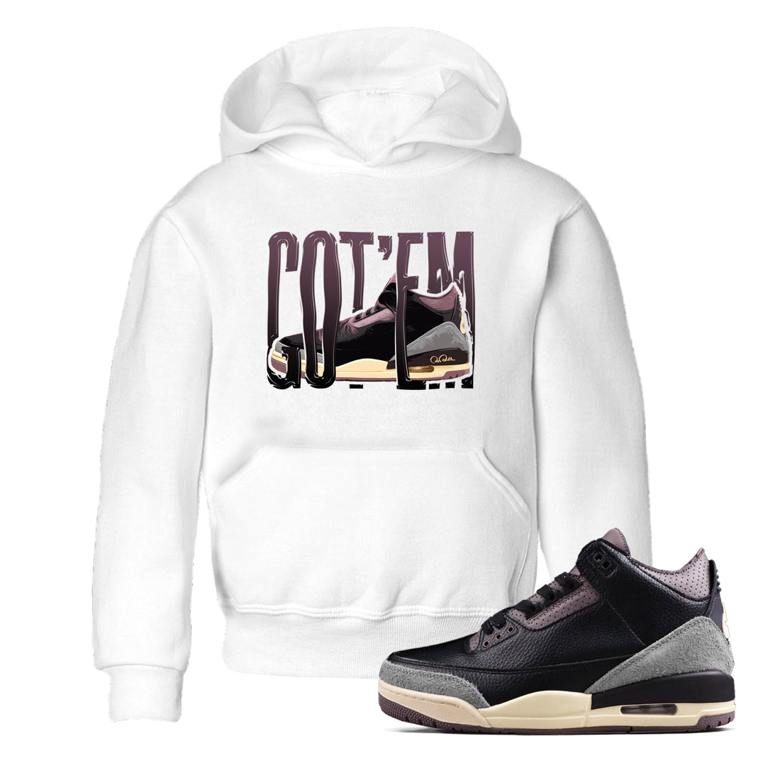 3s A Ma Maniere x Black shirts to match jordans Wiggling Gotem sneaker match tees A Ma Maniere x Air Jordan 3 “While You Were Sleeping”Sneaker Release Tees Youth Baby White 1 crew neck shirts