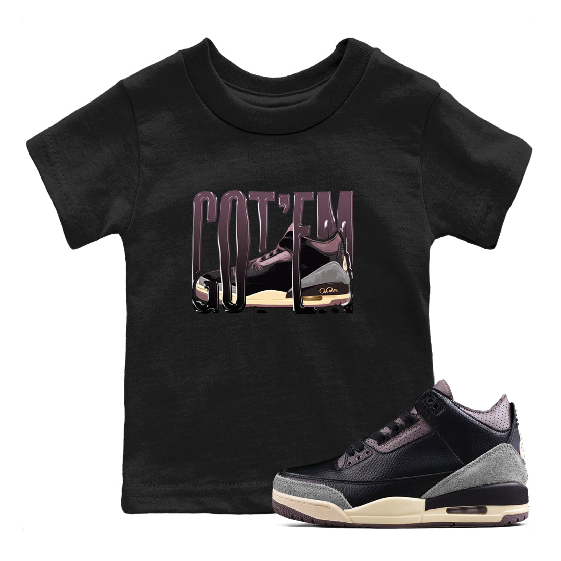 3s A Ma Maniere x Black shirts to match jordans Wiggling Gotem sneaker match tees A Ma Maniere x Air Jordan 3 “While You Were Sleeping”Sneaker Release Tees Youth Baby Black 1 crew neck shirts