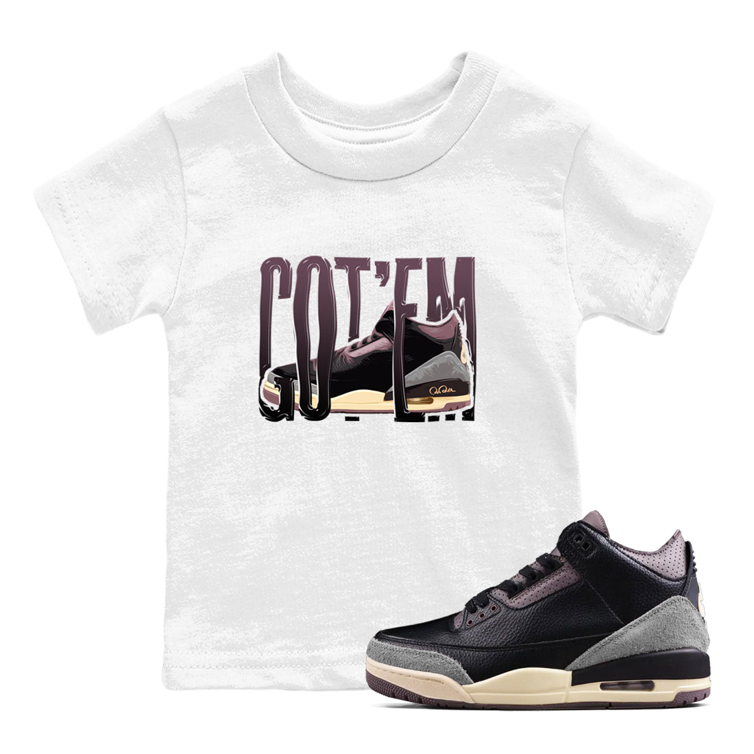 3s A Ma Maniere x Black shirts to match jordans Wiggling Gotem sneaker match tees A Ma Maniere x Air Jordan 3 “While You Were Sleeping”Sneaker Release Tees Youth Baby White 1 crew neck shirts