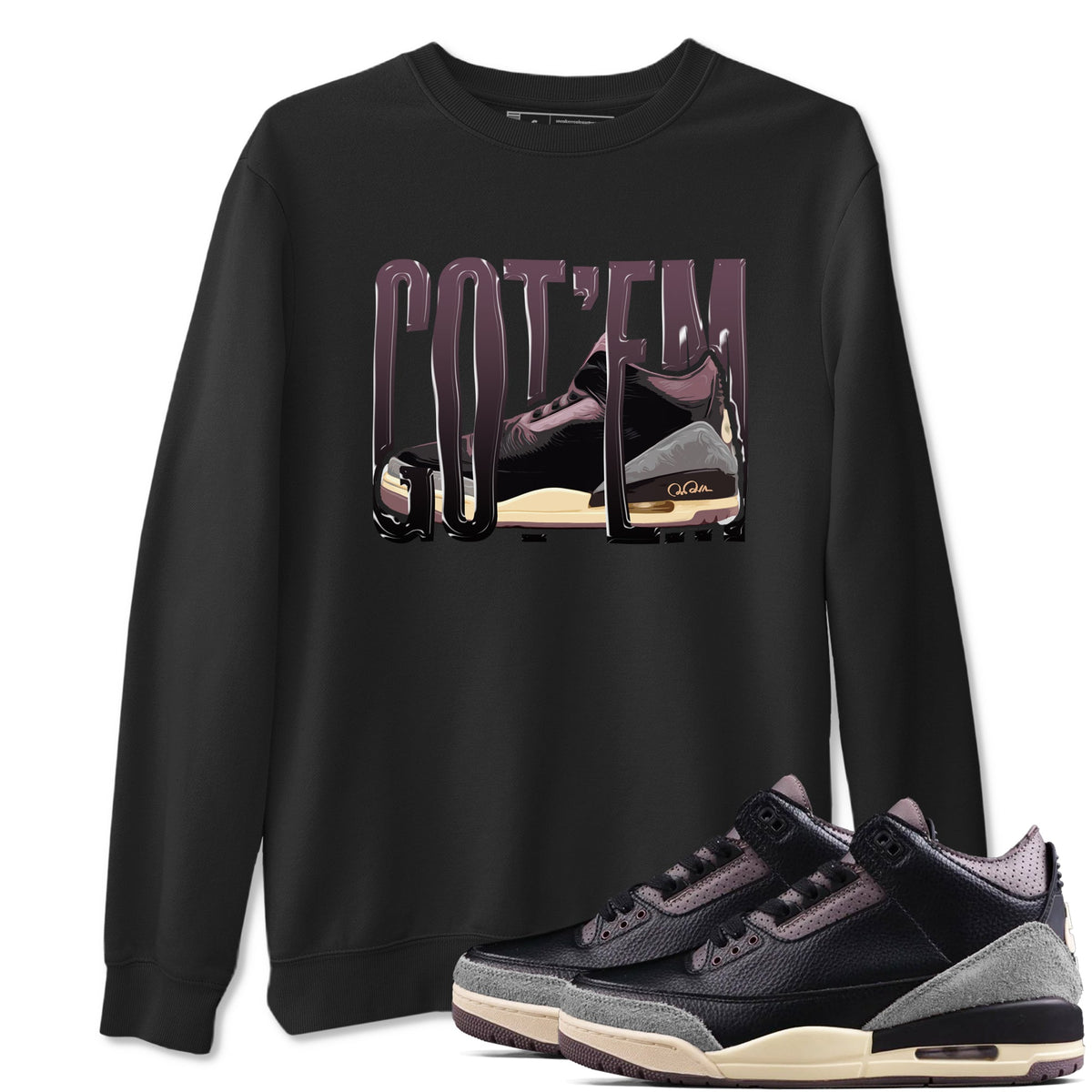 3s A Ma Maniere x Black shirts to match jordans Wiggling Gotem sneaker match tees A Ma Maniere x Air Jordan 3 “While You Were Sleeping”Sneaker Release Tees unisex cotton Black 1 crew neck shirts
