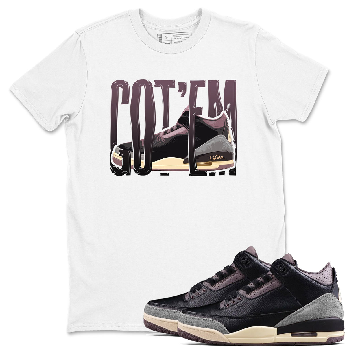 3s A Ma Maniere x Black shirts to match jordans Wiggling Gotem sneaker match tees A Ma Maniere x Air Jordan 3 “While You Were Sleeping”Sneaker Release Tees unisex cotton White 1 crew neck shirts