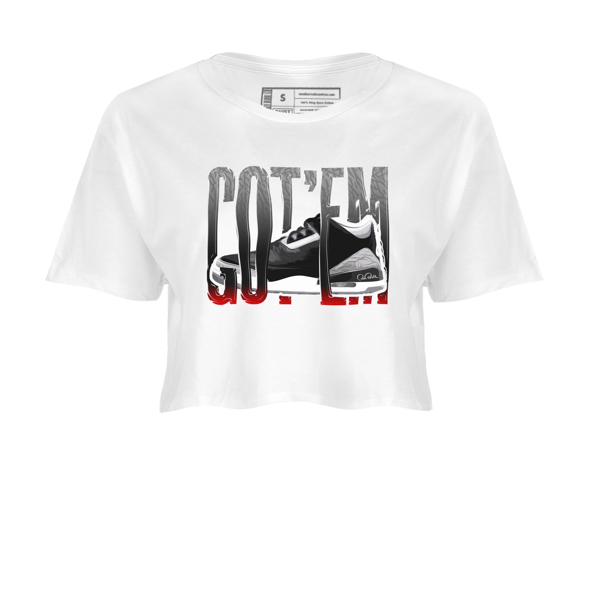 3s Black Cement shirts to match jordans Wiggling Gotem sneaker match tees Air Jordan 3 Black Cement match shoes to clothes Drip Gear Zone unisex cotton White 2 crop tee