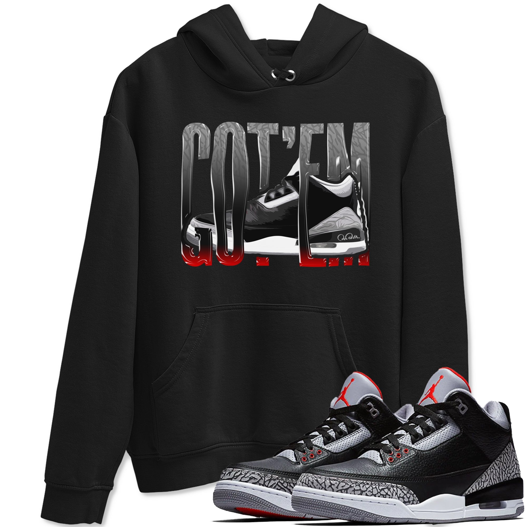 3s Black Cement shirts to match jordans Wiggling Gotem sneaker match tees Air Jordan 3 Black Cement match shoes to clothes Drip Gear Zone unisex cotton Black 1 shirts
