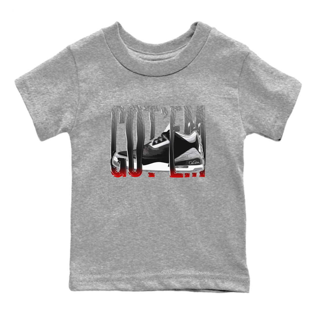 3s Black Cement shirts to match jordans Wiggling Gotem sneaker match tees Air Jordan 3 Black Cement match shoes to clothes Drip Gear Zone Youth Baby Heather Grey 1 tee