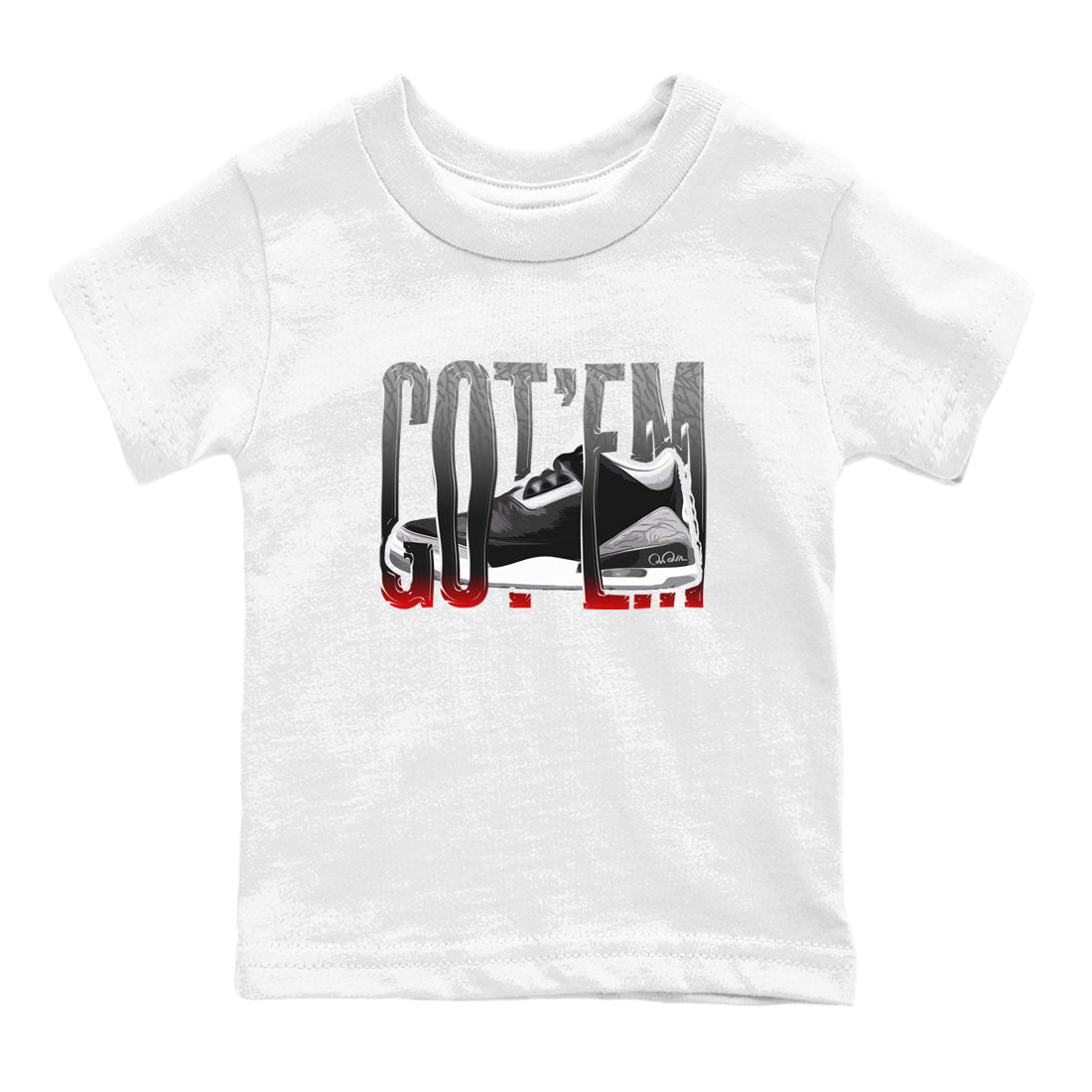 3s Black Cement shirts to match jordans Wiggling Gotem sneaker match tees Air Jordan 3 Black Cement match shoes to clothes Drip Gear Zone Youth Baby White 1 tee