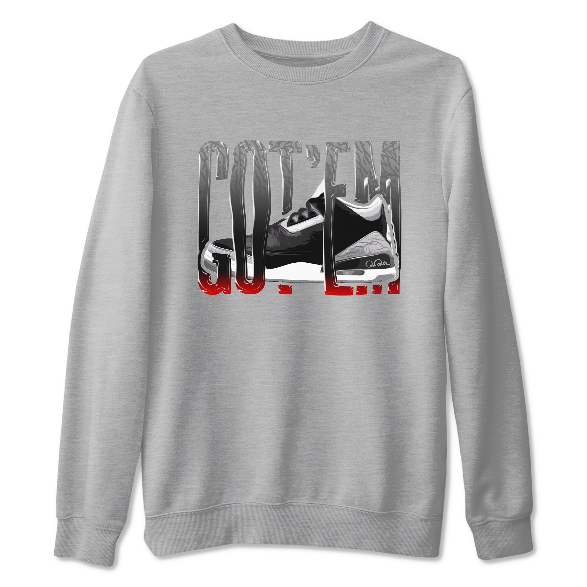 3s Black Cement shirts to match jordans Wiggling Gotem sneaker match tees Air Jordan 3 Black Cement match shoes to clothes Drip Gear Zone unisex cotton Heather Grey 2 shirts