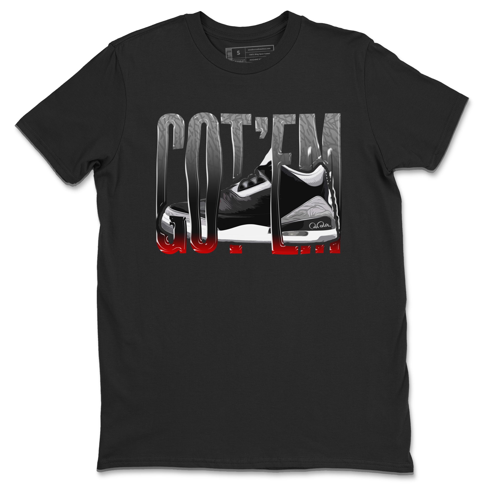 3s Black Cement shirts to match jordans Wiggling Gotem sneaker match tees Air Jordan 3 Black Cement match shoes to clothes Drip Gear Zone unisex cotton Black 2 shirts