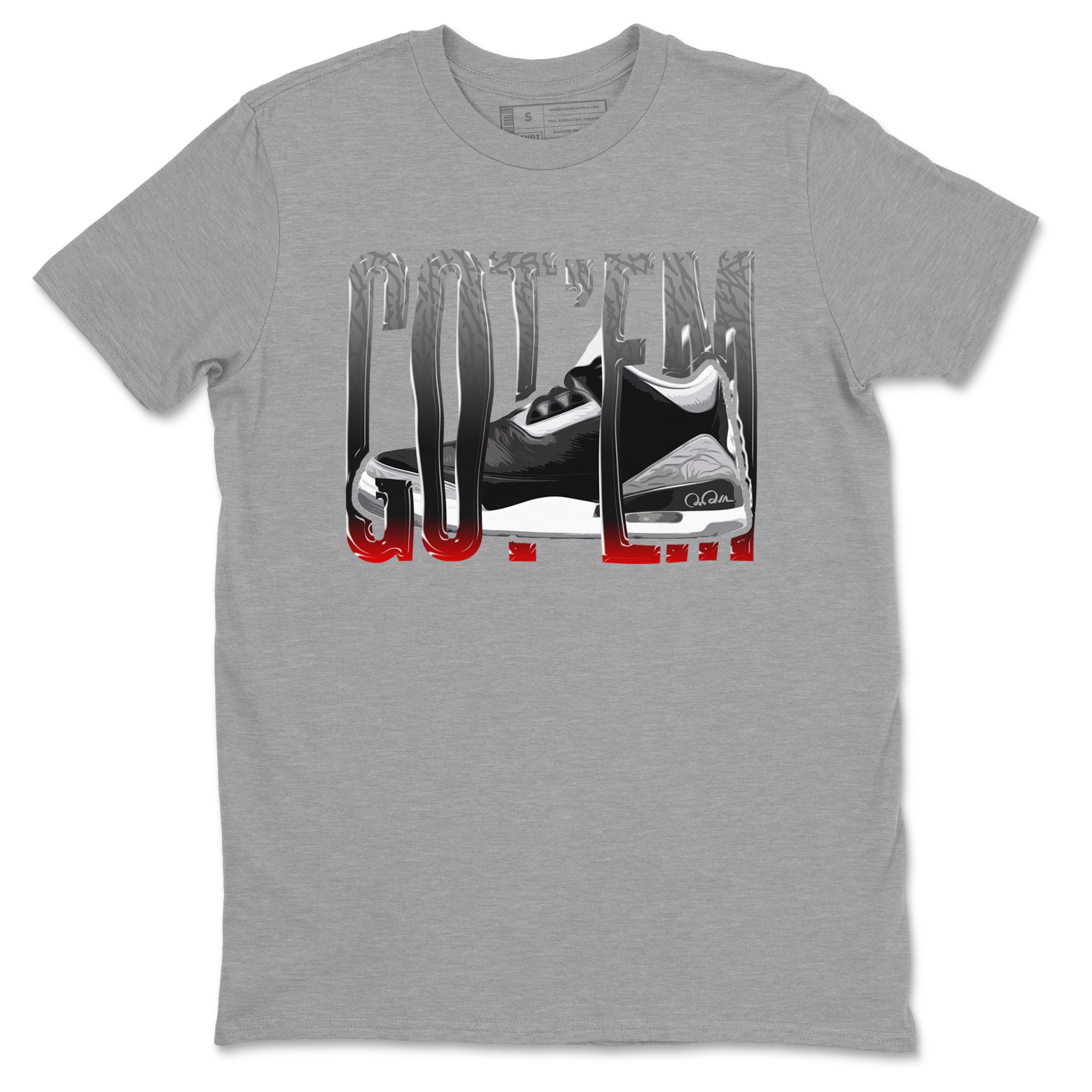 3s Black Cement shirts to match jordans Wiggling Gotem sneaker match tees Air Jordan 3 Black Cement match shoes to clothes Drip Gear Zone unisex cotton Heather Grey 2 shirts