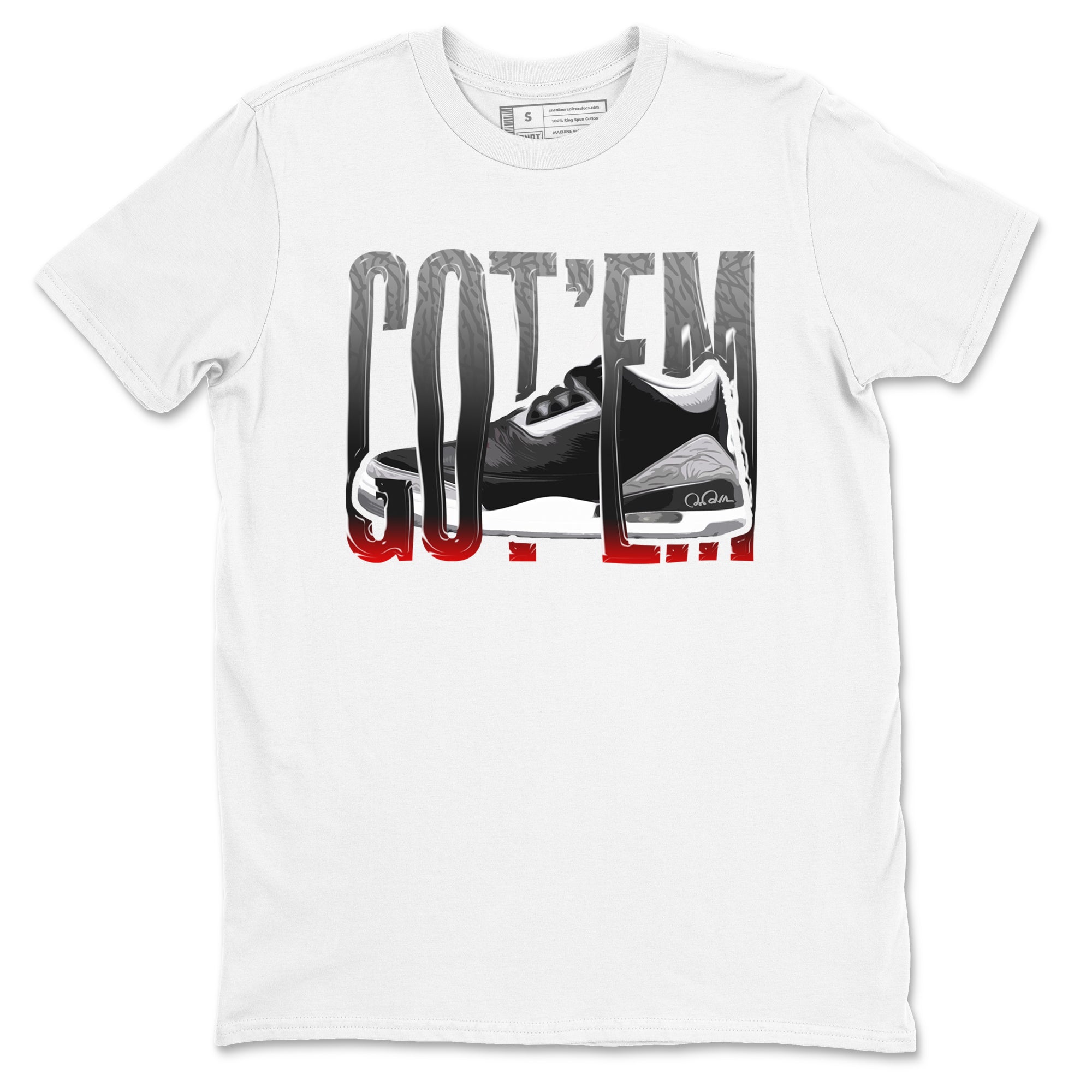 3s Black Cement shirts to match jordans Wiggling Gotem sneaker match tees Air Jordan 3 Black Cement match shoes to clothes Drip Gear Zone unisex cotton White 2 shirts
