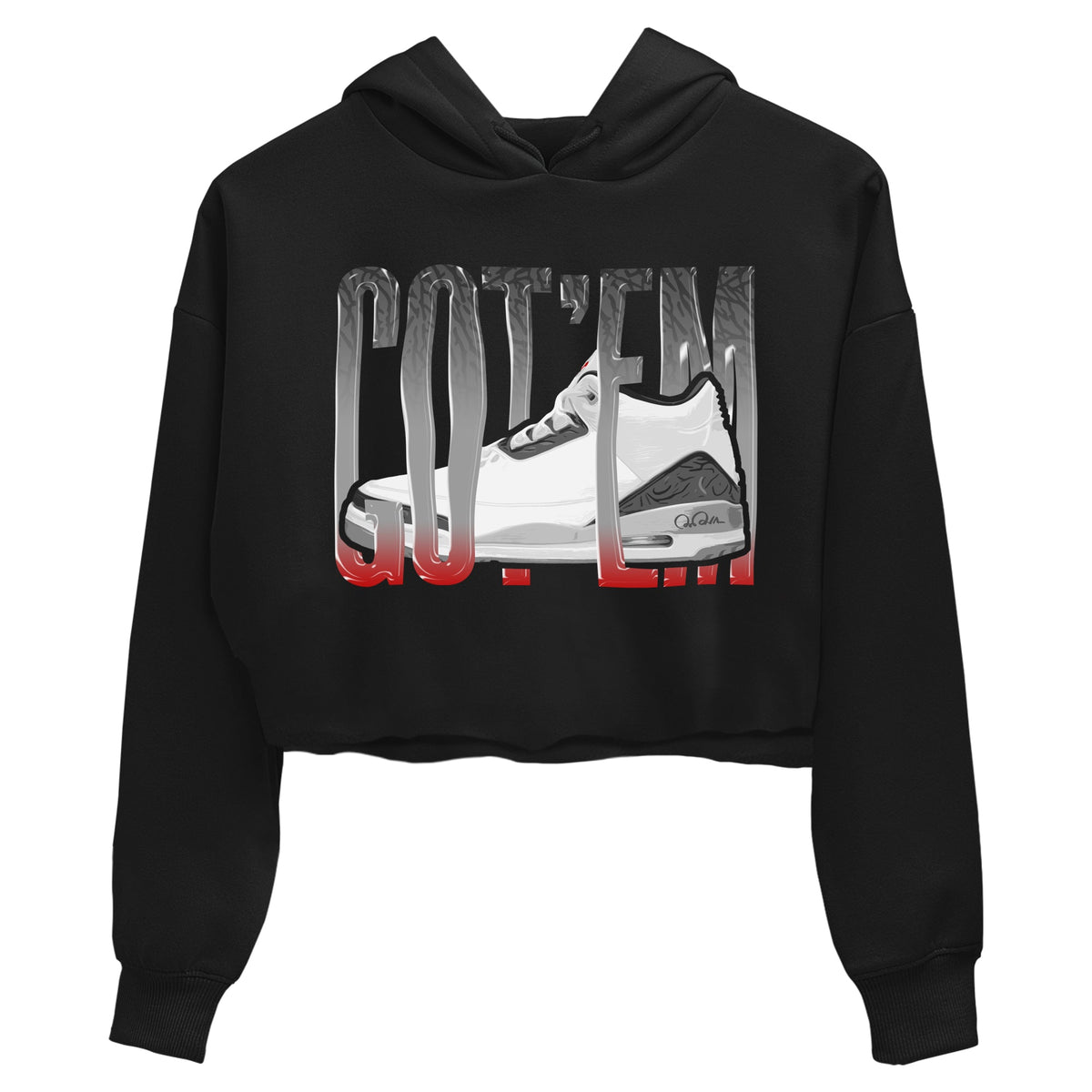3s Cement Grey shirts to match jordans Wiggling Gotem sneaker match tees Air Jordan 3 Cement Grey Drip Gear Zone unisex cotton Black 2 Crop Shirts