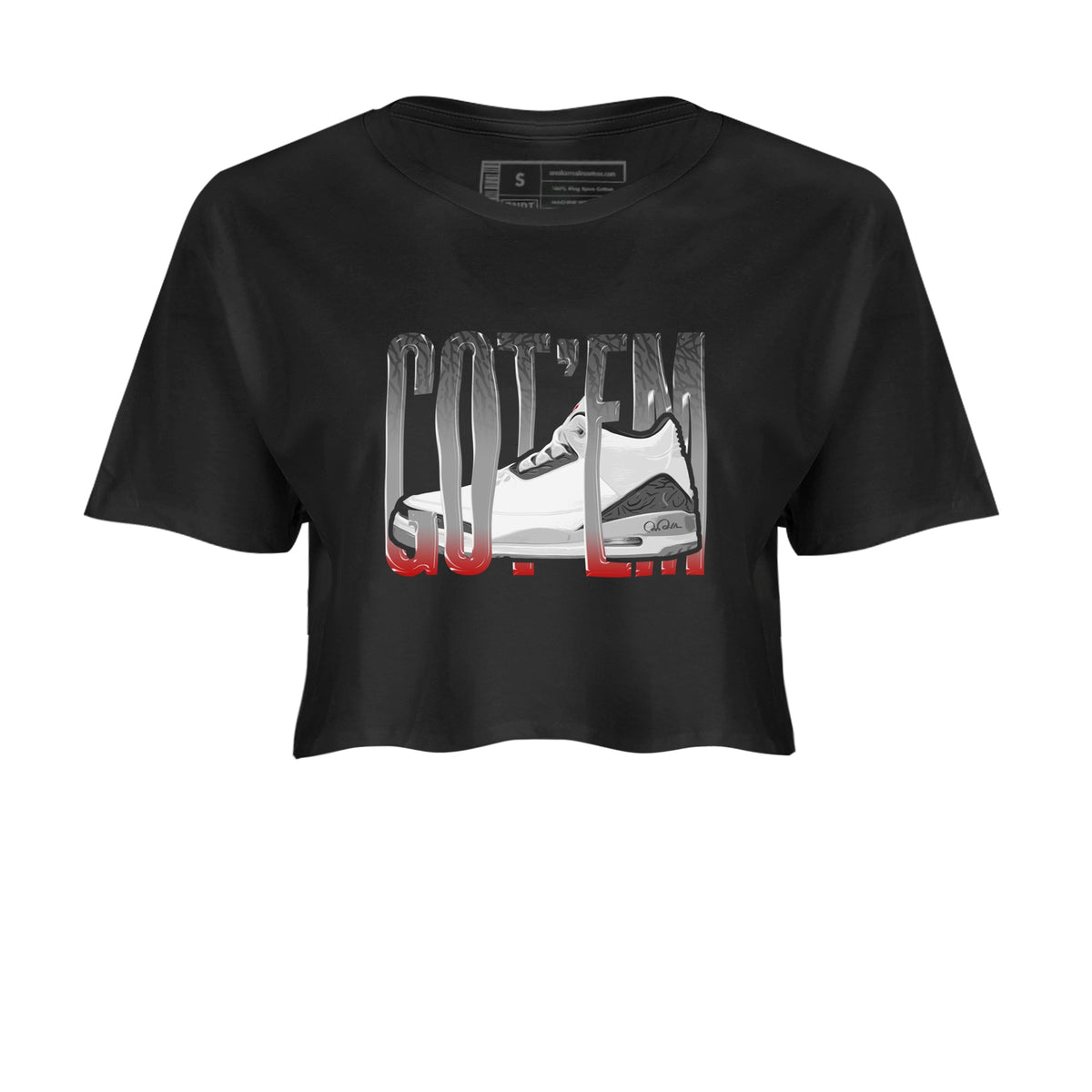 3s Cement Grey shirts to match jordans Wiggling Gotem sneaker match tees Air Jordan 3 Cement Grey Drip Gear Zone unisex cotton Black 2 Crop Shirts