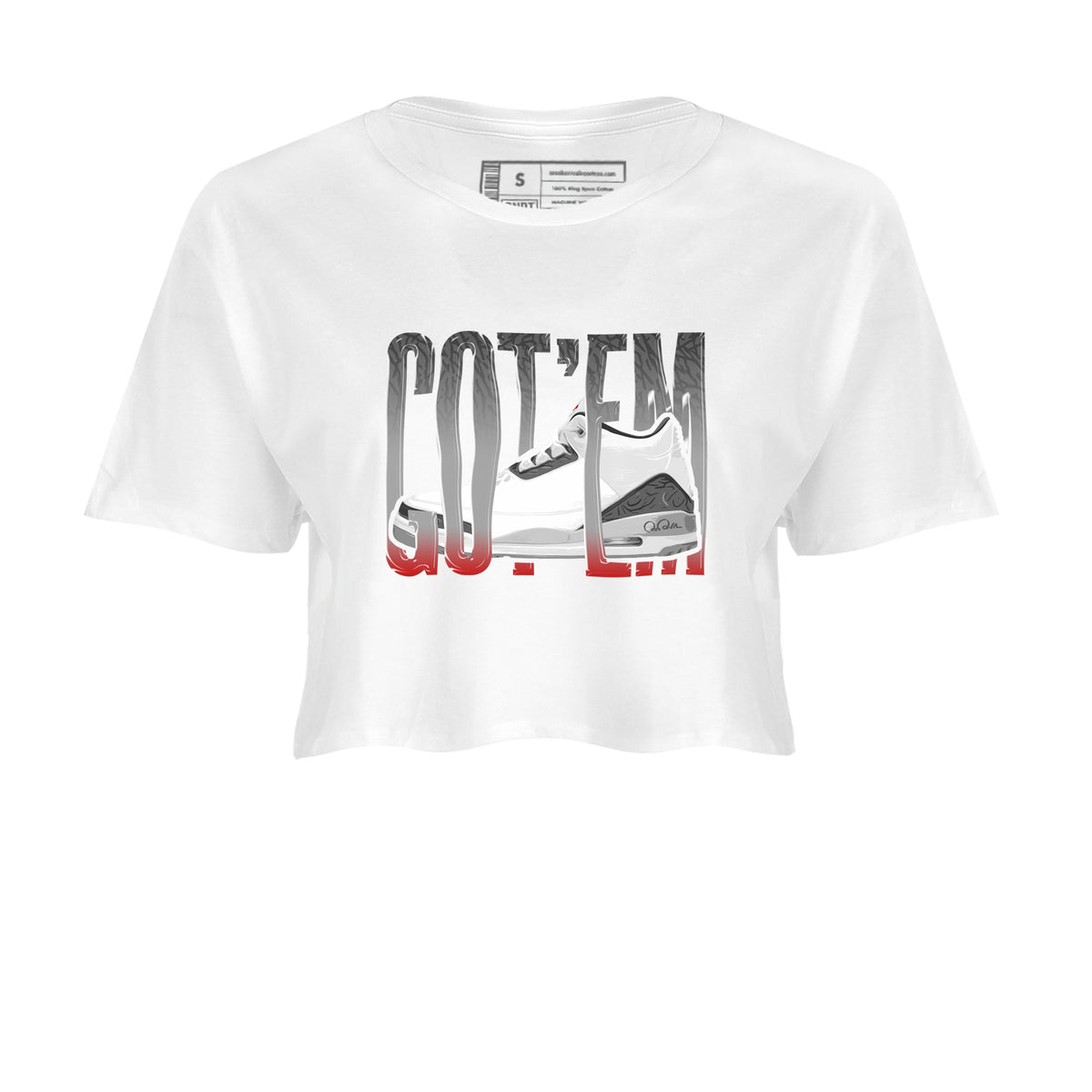 3s Cement Grey shirts to match jordans Wiggling Gotem sneaker match tees Air Jordan 3 Cement Grey Drip Gear Zone unisex cotton White 2 Crop Shirts