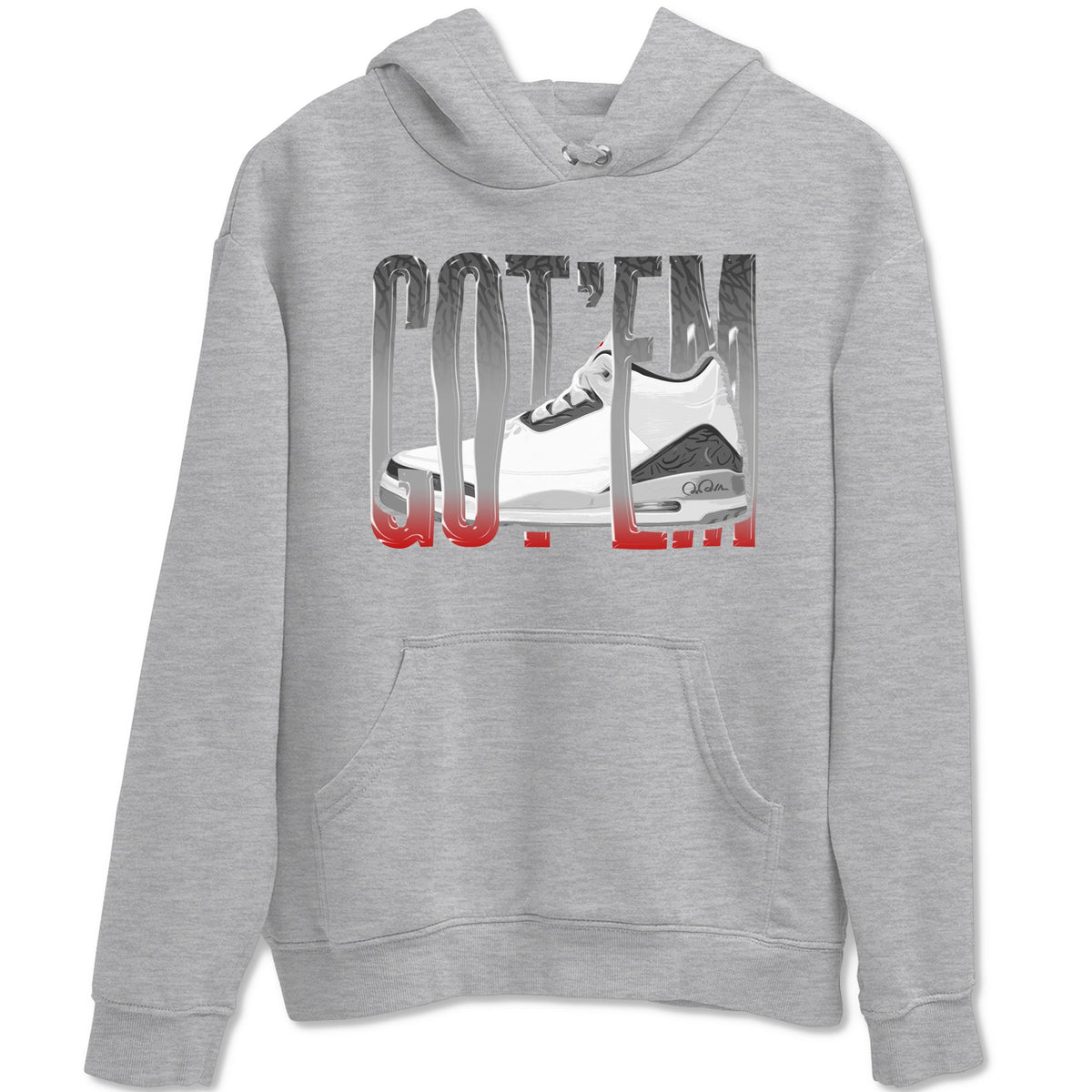 3s Cement Grey shirts to match jordans Wiggling Gotem sneaker match tees Air Jordan 3 Cement Grey Drip Gear Zone unisex cotton Heather Grey 2 crew neck shirts