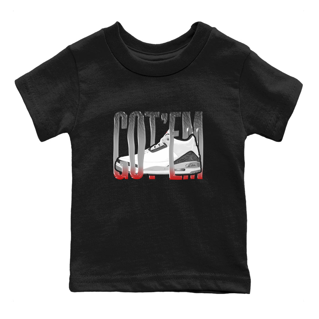 3s Cement Grey shirts to match jordans Wiggling Gotem sneaker match tees Air Jordan 3 Cement Grey Drip Gear Zone Youth Baby Black 2 crew neck shirts