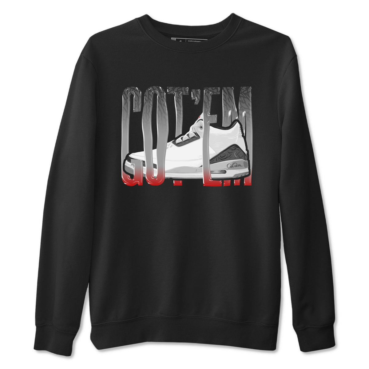 3s Cement Grey shirts to match jordans Wiggling Gotem sneaker match tees Air Jordan 3 Cement Grey Drip Gear Zone unisex cotton Black 2 crew neck shirts