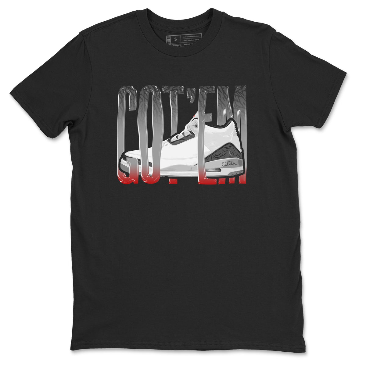 3s Cement Grey shirts to match jordans Wiggling Gotem sneaker match tees Air Jordan 3 Cement Grey Drip Gear Zone unisex cotton Black 2 crew neck shirts