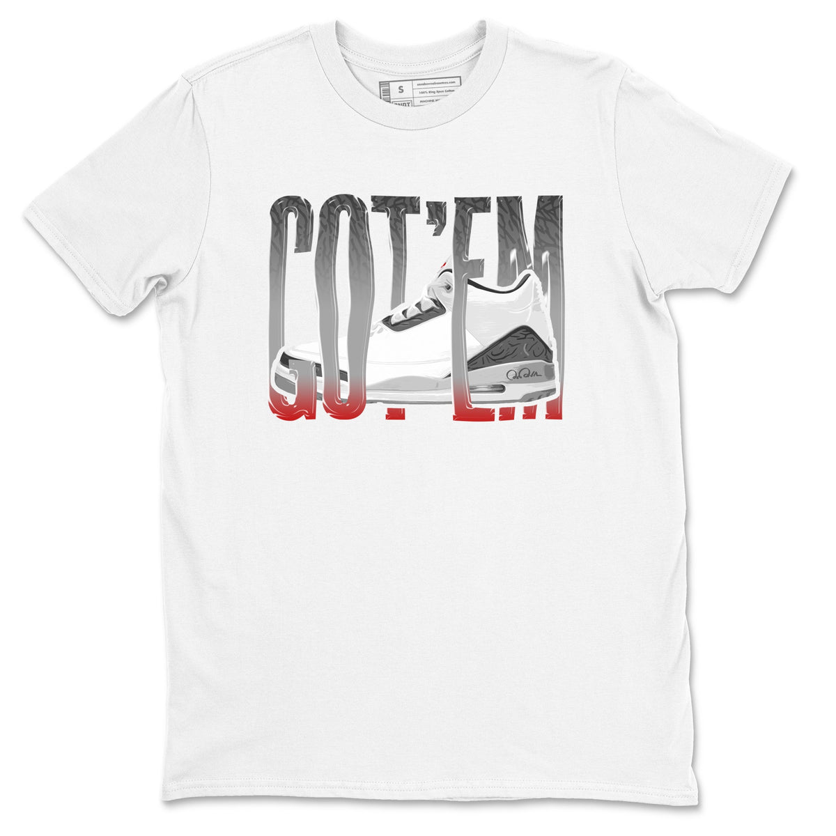 3s Cement Grey shirts to match jordans Wiggling Gotem sneaker match tees Air Jordan 3 Cement Grey Drip Gear Zone unisex cotton White 2 crew neck shirts