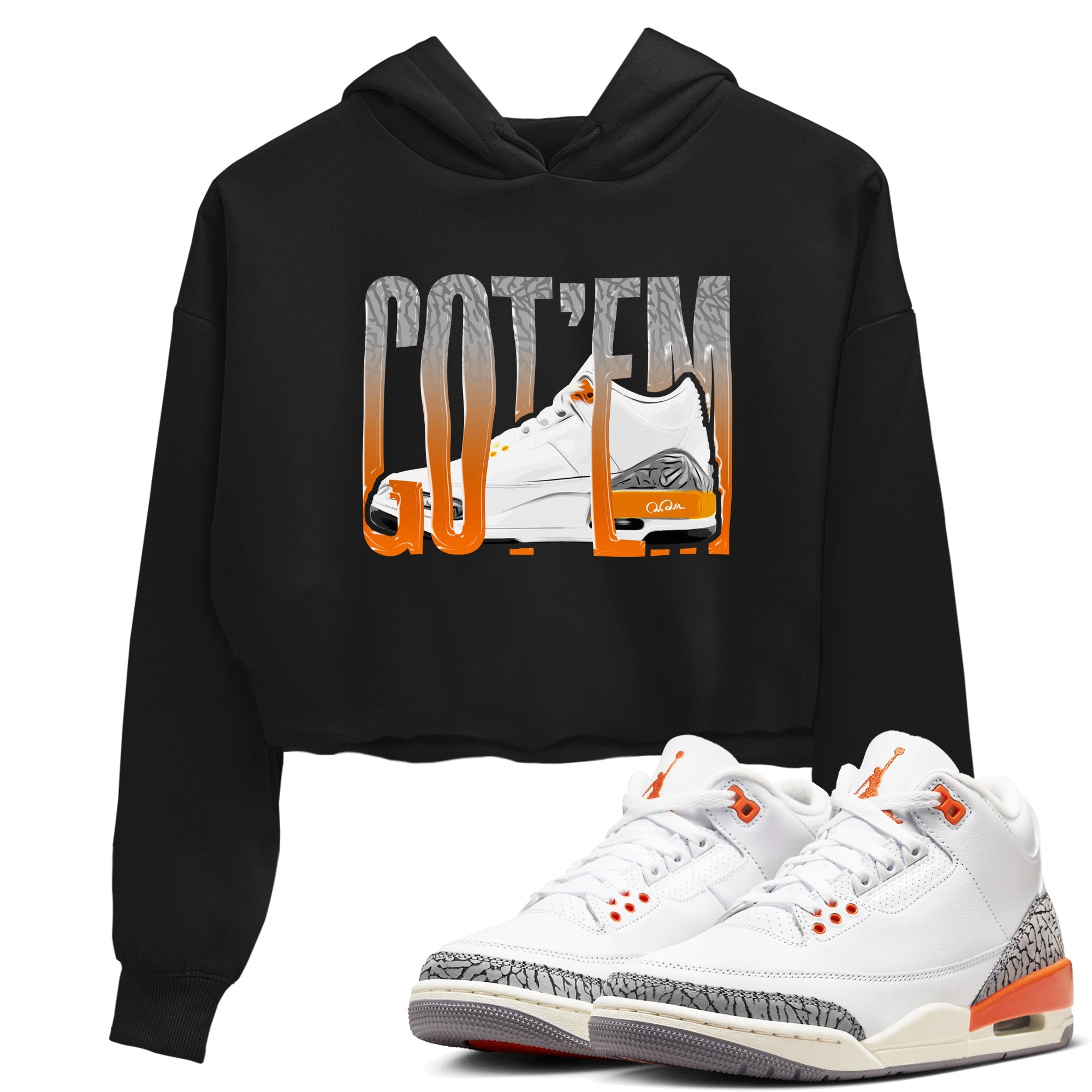 3s Georgia Peach shirt to match jordans Wiggling Gotem sneaker tees Air Jordan 3 Georgia Peach Drip Gear Zone Black 1 crop length shirt