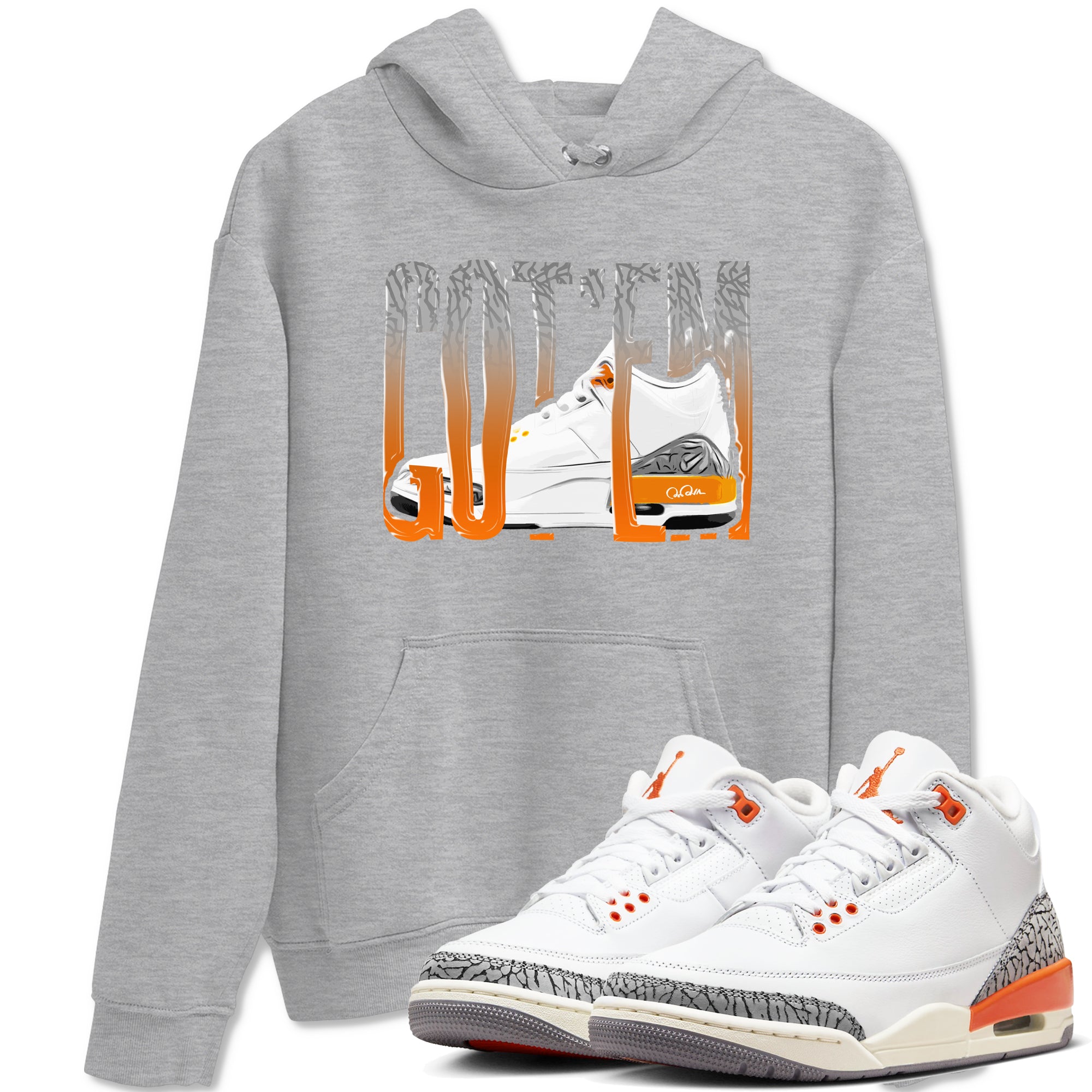 3s Georgia Peach shirt to match jordans Wiggling Gotem sneaker tees Air Jordan 3 Georgia Peach Drip Gear Zone unisex cotton Heather Grey 1 crew neck shirt