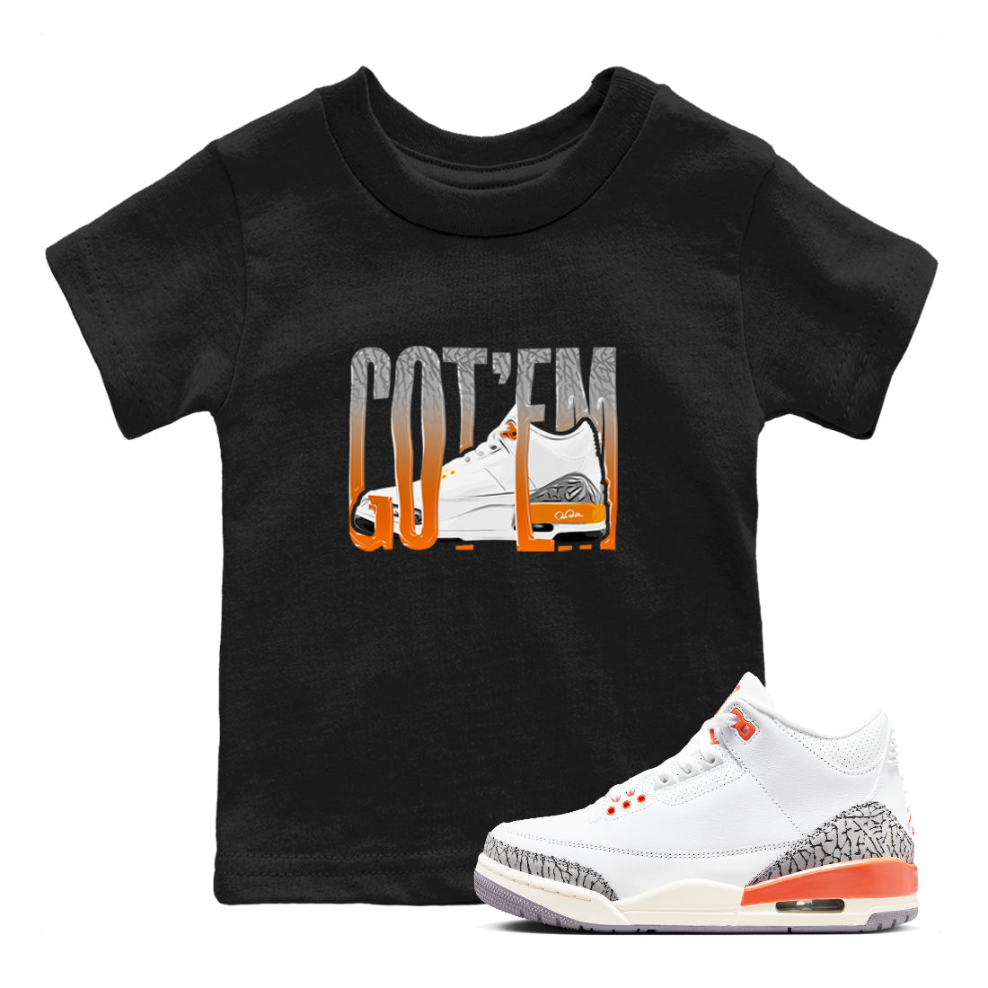 3s Georgia Peach shirt to match jordans Wiggling Gotem sneaker tees Air Jordan 3 Georgia Peach Drip Gear Zone baby toddler Black 1 cotton Shirt