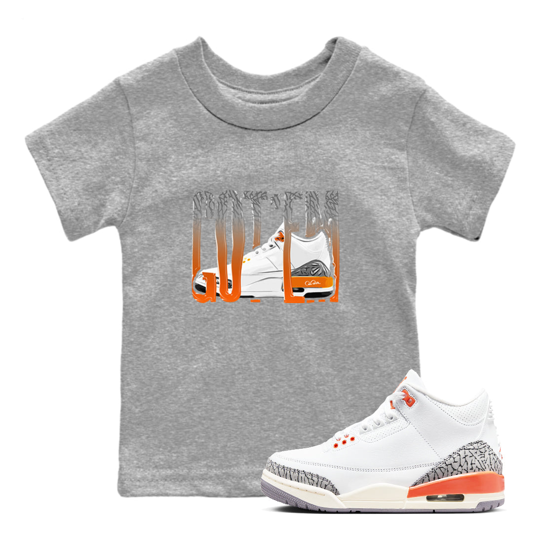 3s Georgia Peach shirt to match jordans Wiggling Gotem sneaker tees Air Jordan 3 Georgia Peach Drip Gear Zone baby toddler Heather Grey 1 cotton Shirt