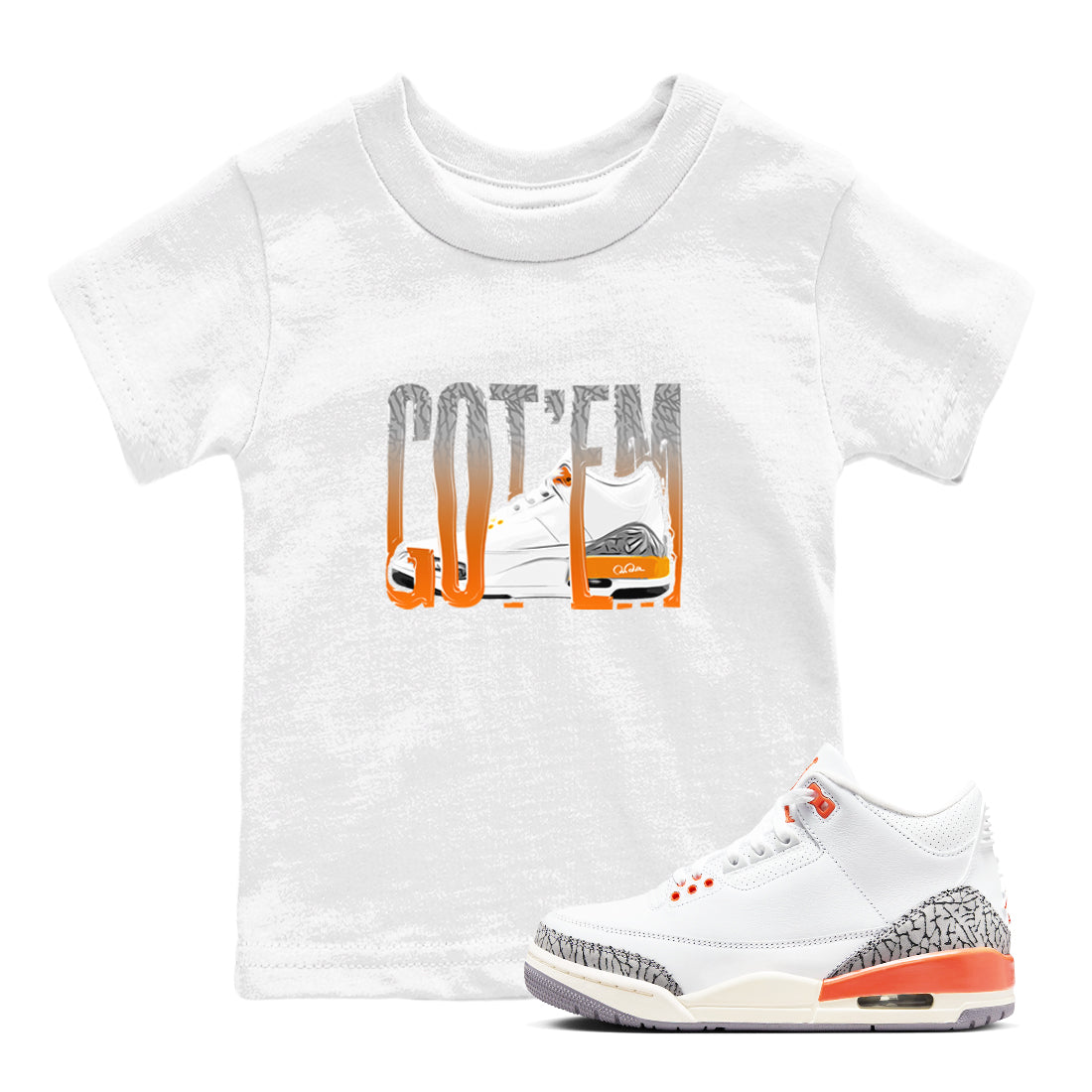 3s Georgia Peach shirt to match jordans Wiggling Gotem sneaker tees Air Jordan 3 Georgia Peach Drip Gear Zone baby toddler White 1 cotton Shirt