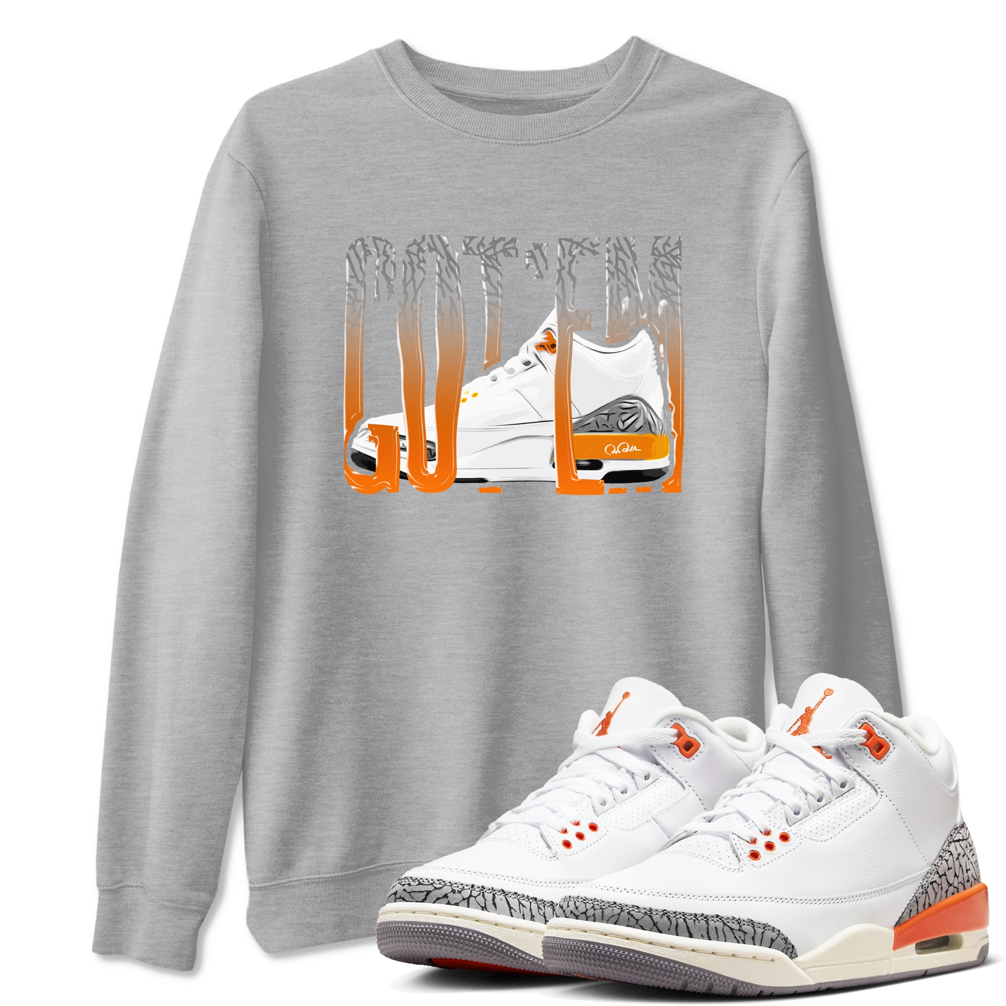 3s Georgia Peach shirt to match jordans Wiggling Gotem sneaker tees Air Jordan 3 Georgia Peach Drip Gear Zone unisex cotton Heather Grey 1 crew neck shirt
