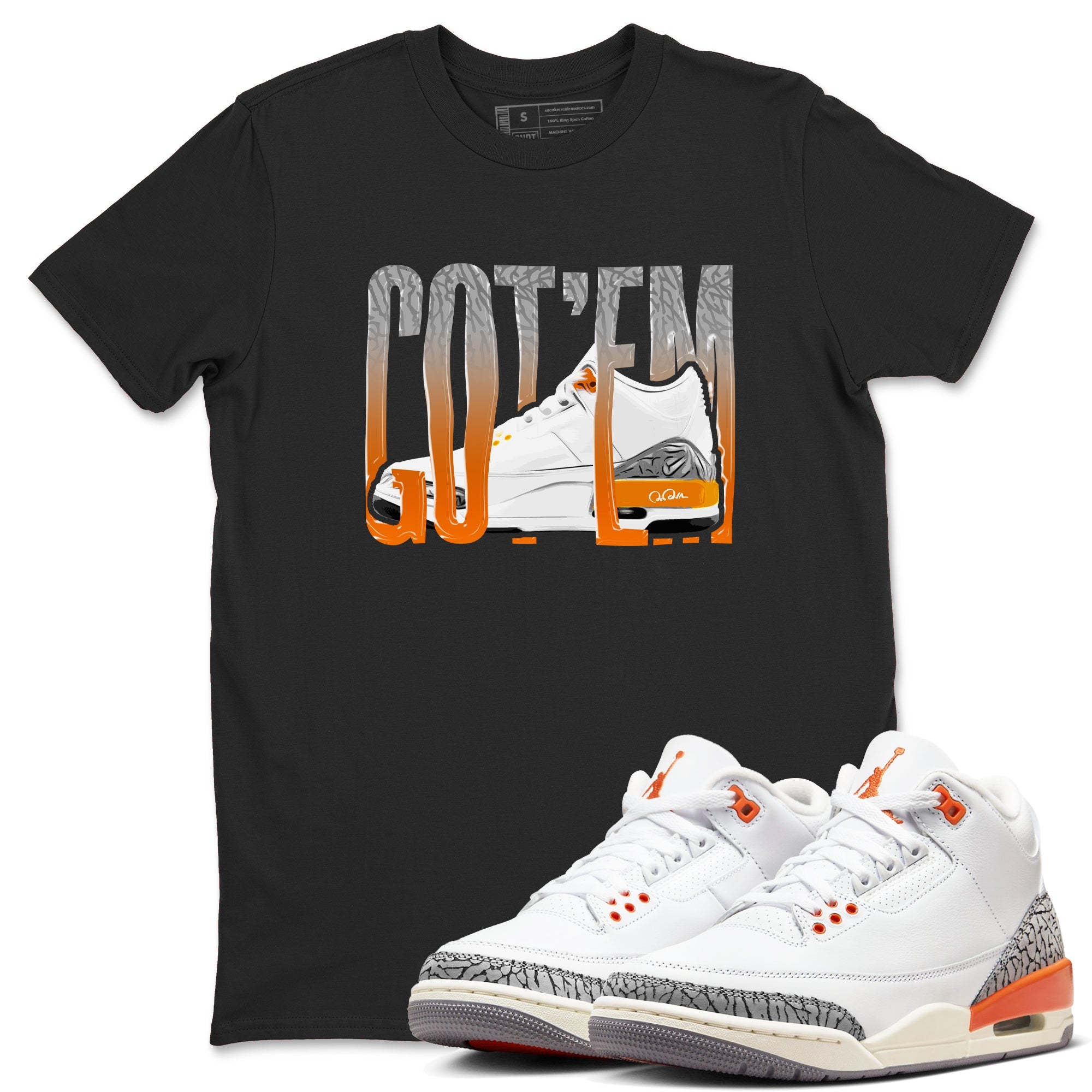 3s Georgia Peach shirt to match jordans Wiggling Gotem sneaker tees Air Jordan 3 Georgia Peach Drip Gear Zone unisex cotton Black 1 crew neck shirt