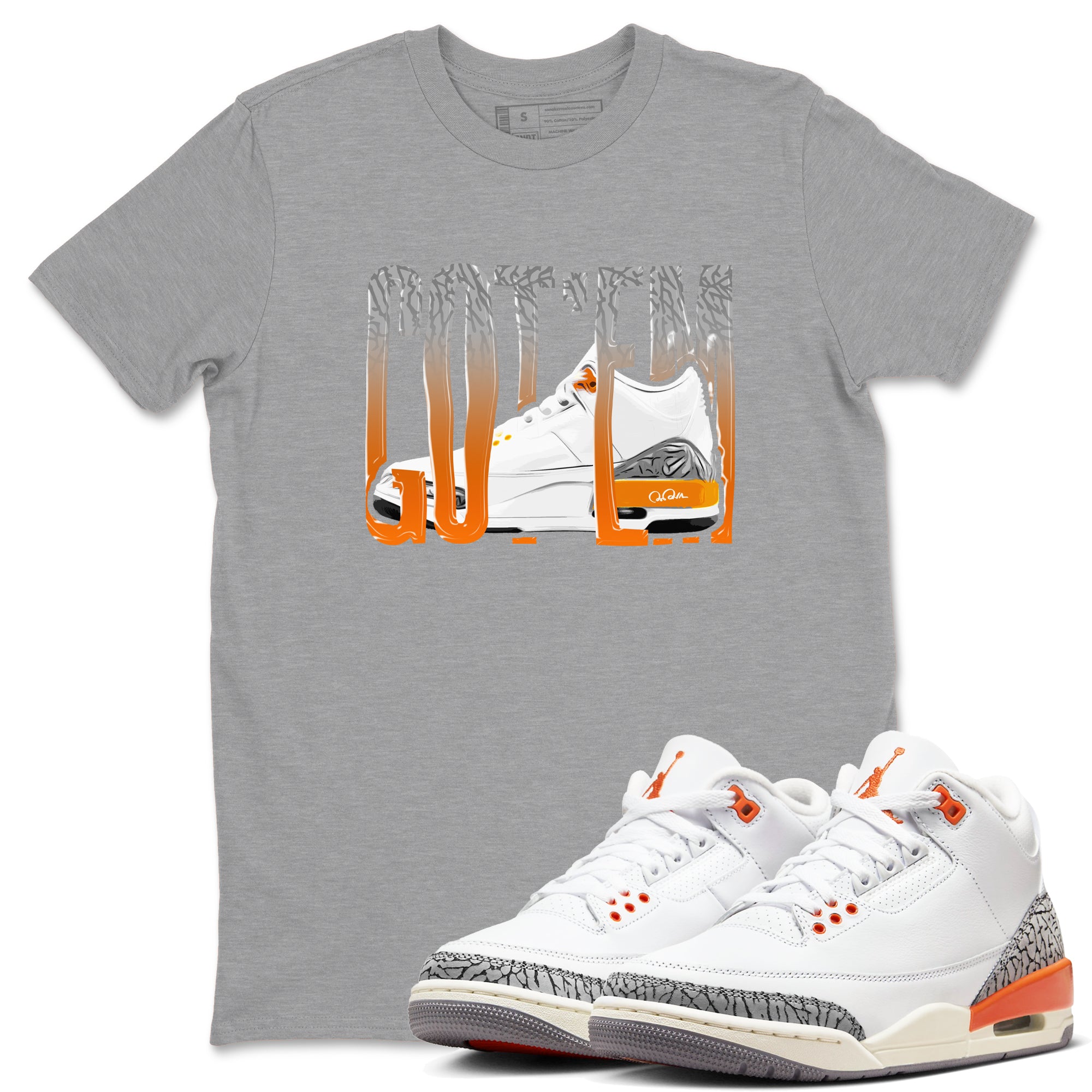 3s Georgia Peach shirt to match jordans Wiggling Gotem sneaker tees Air Jordan 3 Georgia Peach Drip Gear Zone unisex cotton Heather Grey 1 crew neck shirt