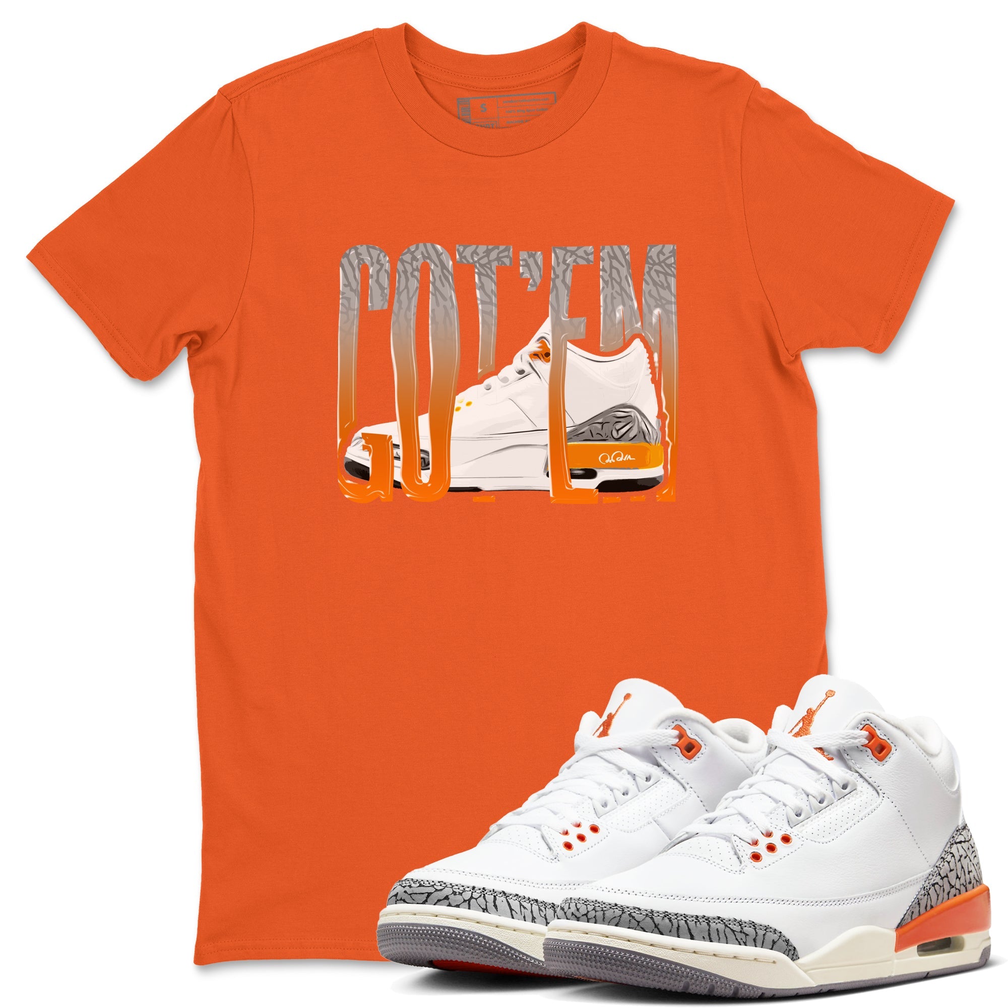 3s Georgia Peach shirt to match jordans Wiggling Gotem sneaker tees Air Jordan 3 Georgia Peach Drip Gear Zone unisex cotton Orange 1 crew neck shirt