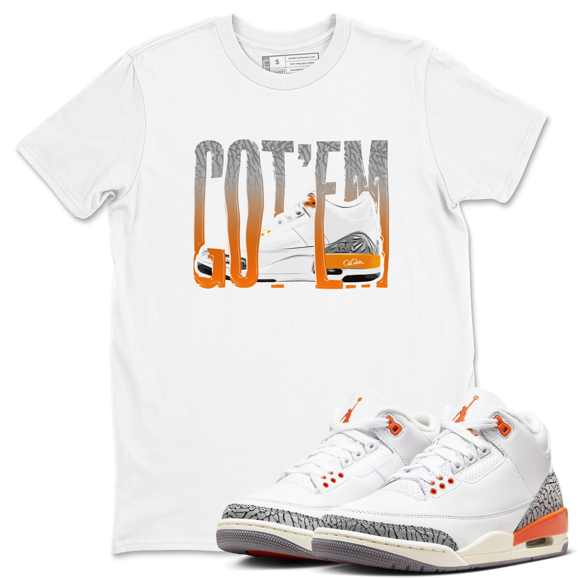 3s Georgia Peach shirt to match jordans Wiggling Gotem sneaker tees Air Jordan 3 Georgia Peach Drip Gear Zone unisex cotton White 1 crew neck shirt