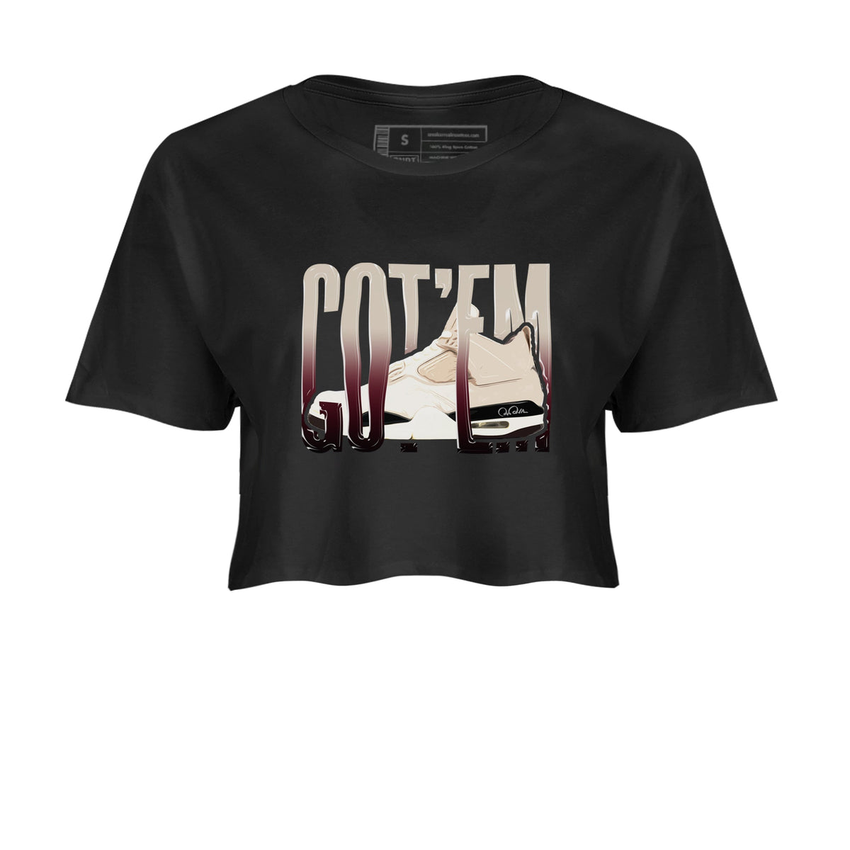 4s A Ma Maniere x Fossil Stone shirts to match jordans Wiggling Gotem sneaker match tees Air Jordan 4 A Ma Maniere x Fossil Stone match shoes to clothes Drip Gear Zone unisex cotton Black 2 crop tee