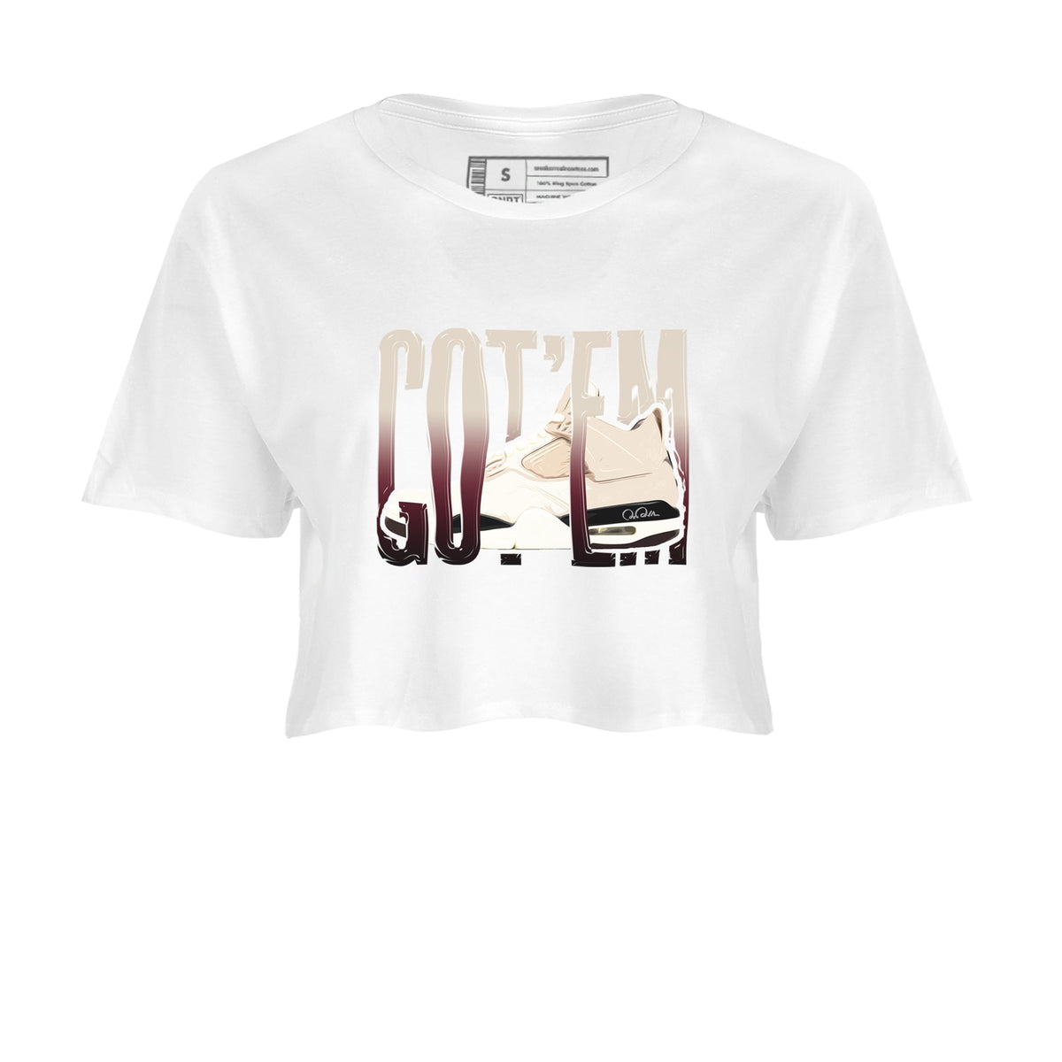 4s A Ma Maniere x Fossil Stone shirts to match jordans Wiggling Gotem sneaker match tees Air Jordan 4 A Ma Maniere x Fossil Stone match shoes to clothes Drip Gear Zone unisex cotton White 2 crop tee