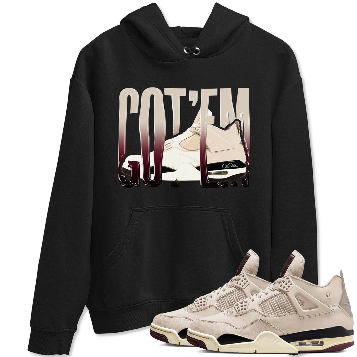 4s A Ma Maniere x Fossil Stone shirts to match jordans Wiggling Gotem sneaker match tees Air Jordan 4 A Ma Maniere x Fossil Stone match shoes to clothes Drip Gear Zone unisex cotton Black 1 shirts