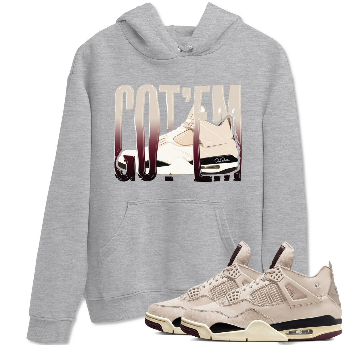 4s A Ma Maniere x Fossil Stone shirts to match jordans Wiggling Gotem sneaker match tees Air Jordan 4 A Ma Maniere x Fossil Stone match shoes to clothes Drip Gear Zone unisex cotton Heather Grey 1 shirts