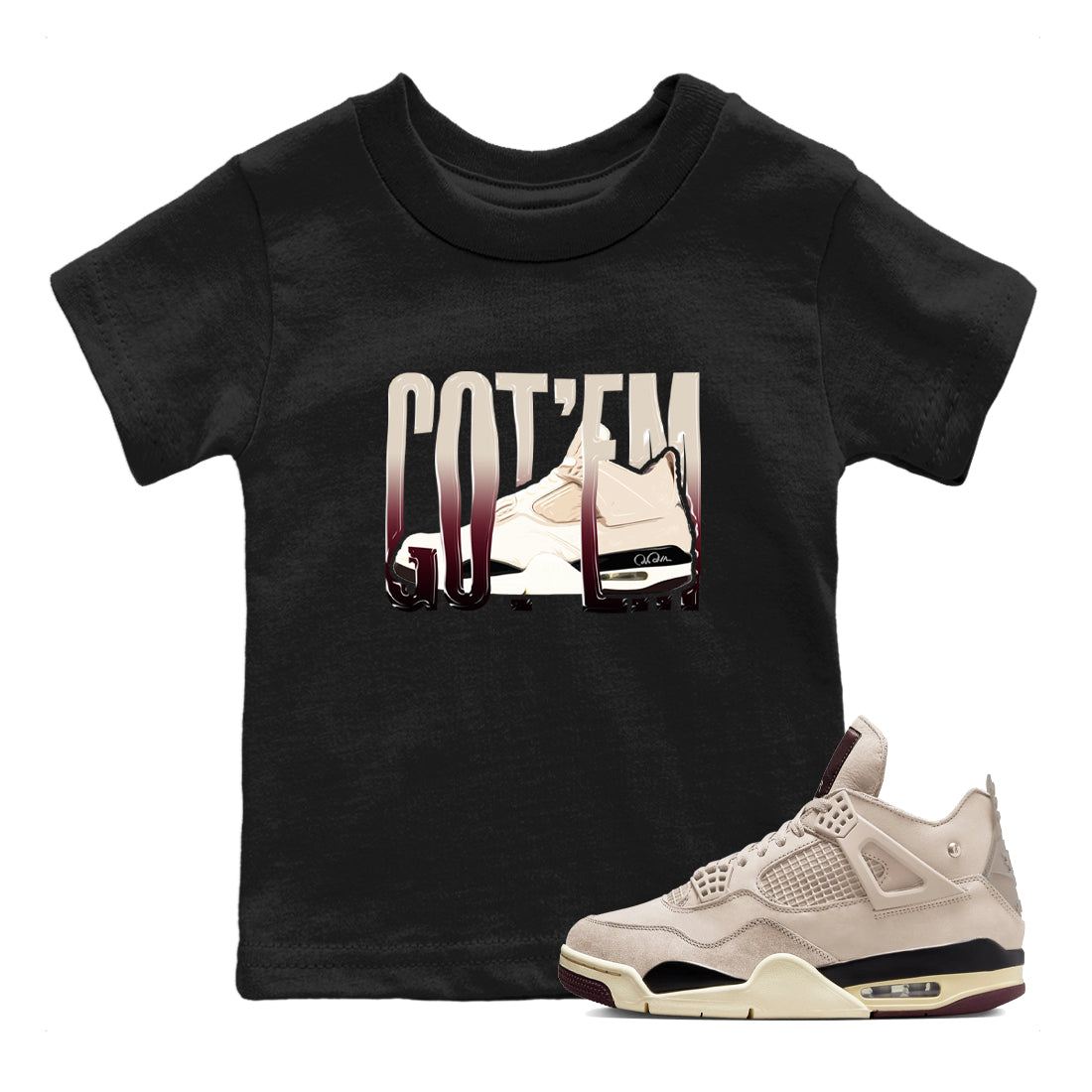 4s A Ma Maniere x Fossil Stone shirts to match jordans Wiggling Gotem sneaker match tees Air Jordan 4 A Ma Maniere x Fossil Stone match shoes to clothes Drip Gear Zone Youth Baby Black 1 tee