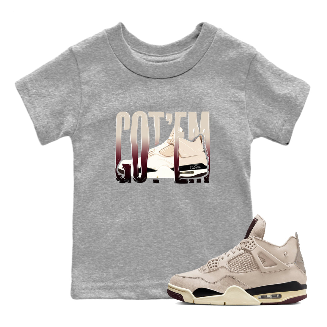 4s A Ma Maniere x Fossil Stone shirts to match jordans Wiggling Gotem sneaker match tees Air Jordan 4 A Ma Maniere x Fossil Stone match shoes to clothes Drip Gear Zone Youth Baby Heather Grey 1 tee