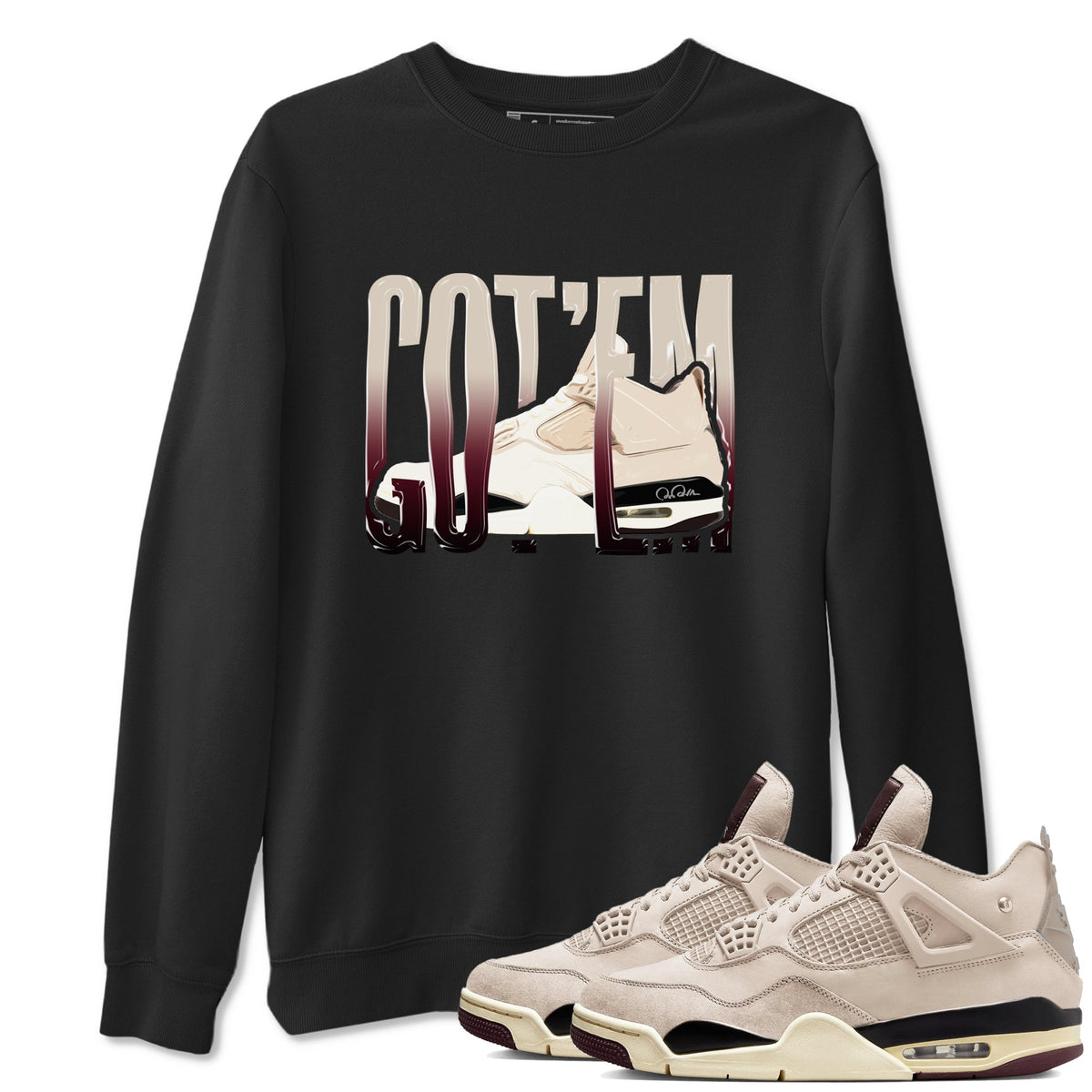 4s A Ma Maniere x Fossil Stone shirts to match jordans Wiggling Gotem sneaker match tees Air Jordan 4 A Ma Maniere x Fossil Stone match shoes to clothes Drip Gear Zone unisex cotton Black 1 shirts