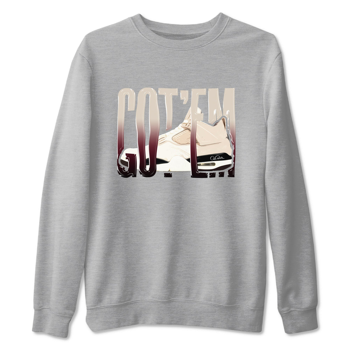 4s A Ma Maniere x Fossil Stone shirts to match jordans Wiggling Gotem sneaker match tees Air Jordan 4 A Ma Maniere x Fossil Stone match shoes to clothes Drip Gear Zone unisex cotton Heather Grey 2 shirts