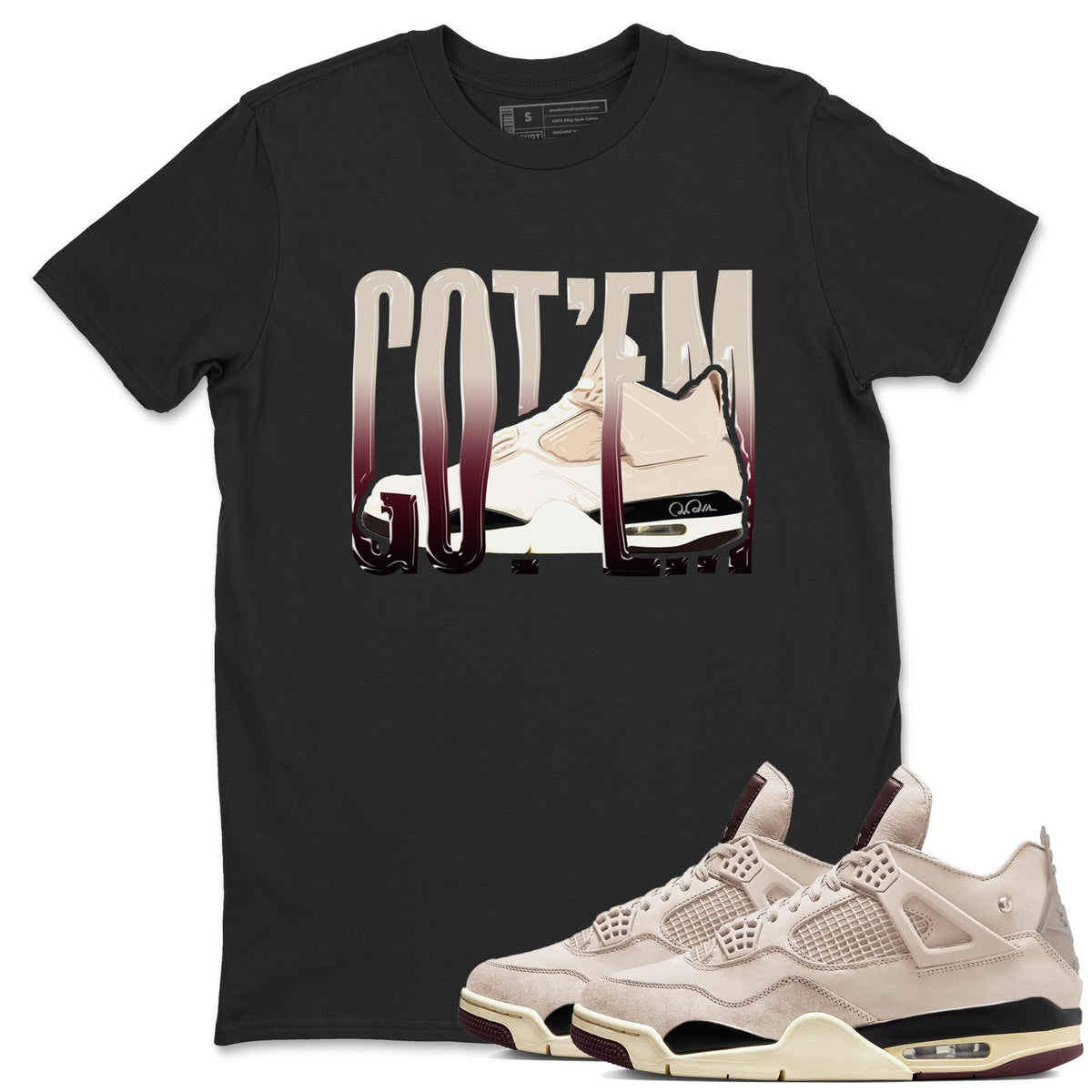 4s A Ma Maniere x Fossil Stone shirts to match jordans Wiggling Gotem sneaker match tees Air Jordan 4 A Ma Maniere x Fossil Stone match shoes to clothes Drip Gear Zone unisex cotton Black 1 shirts