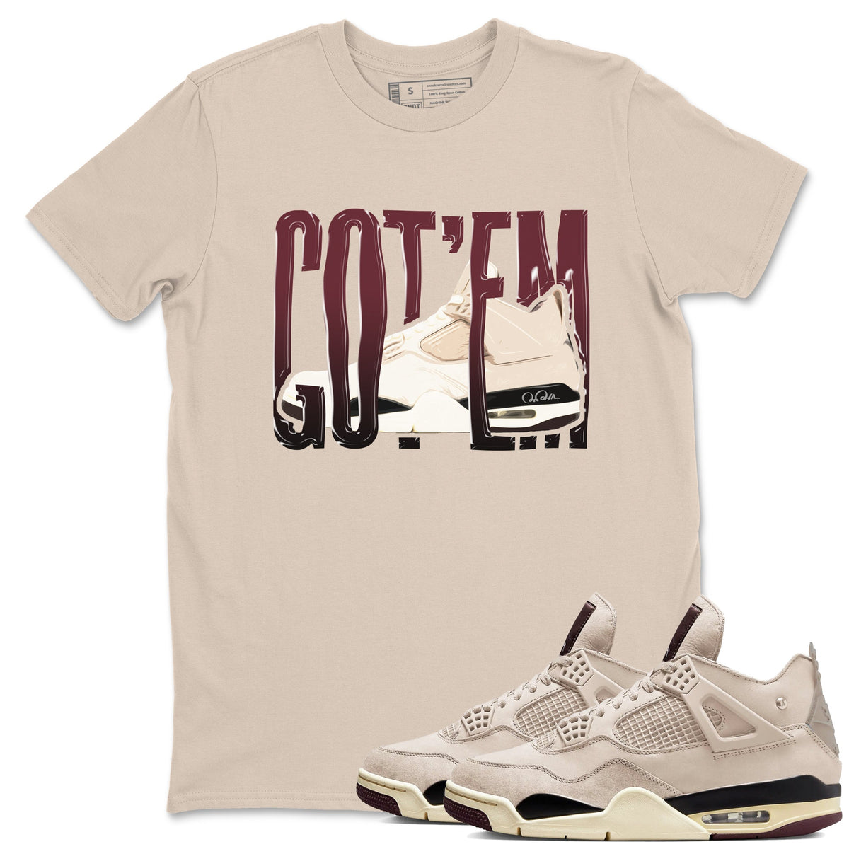 4s A Ma Maniere x Fossil Stone shirts to match jordans Wiggling Gotem sneaker match tees Air Jordan 4 A Ma Maniere x Fossil Stone match shoes to clothes Drip Gear Zone unisex cotton Sand 1 shirts