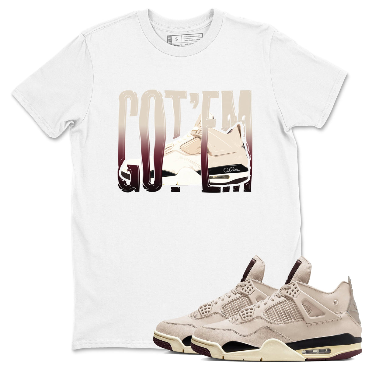 4s A Ma Maniere x Fossil Stone shirts to match jordans Wiggling Gotem sneaker match tees Air Jordan 4 A Ma Maniere x Fossil Stone match shoes to clothes Drip Gear Zone unisex cotton White 1 shirts