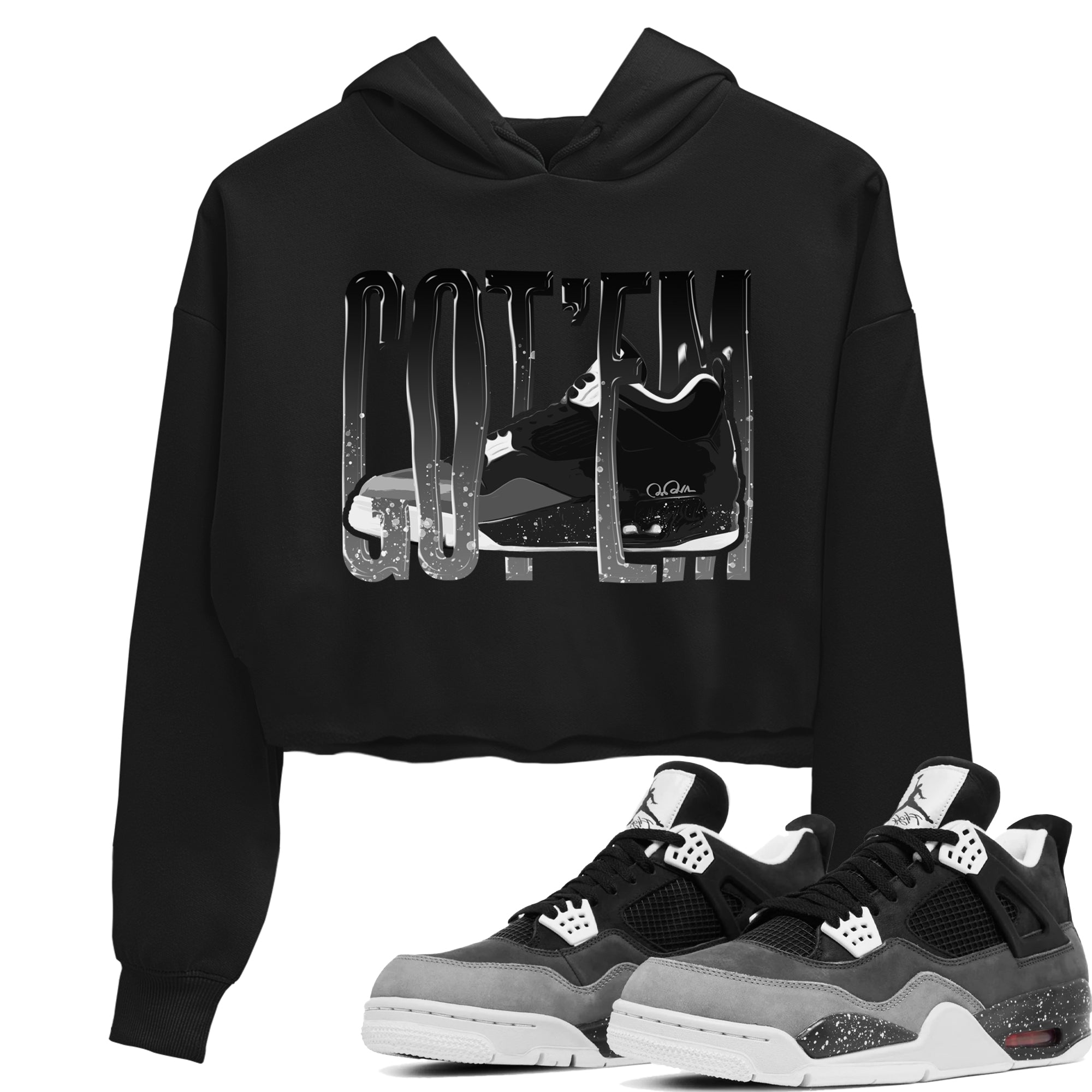 4s Fear shirts to match jordans Wiggling Gotem sneaker match tees Air Jordan 4 Fear match shoes to clothes Drip Gear Zone unisex cotton Black 1 crop tee