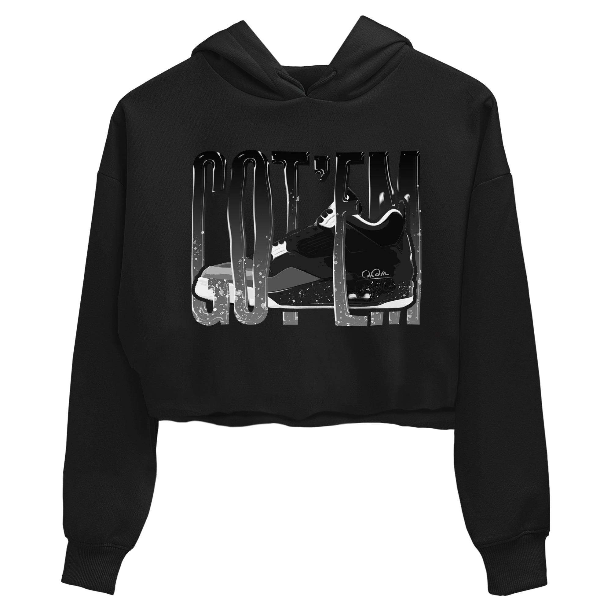 4s Fear shirts to match jordans Wiggling Gotem sneaker match tees Air Jordan 4 Fear match shoes to clothes Drip Gear Zone unisex cotton Black 2 crop tee